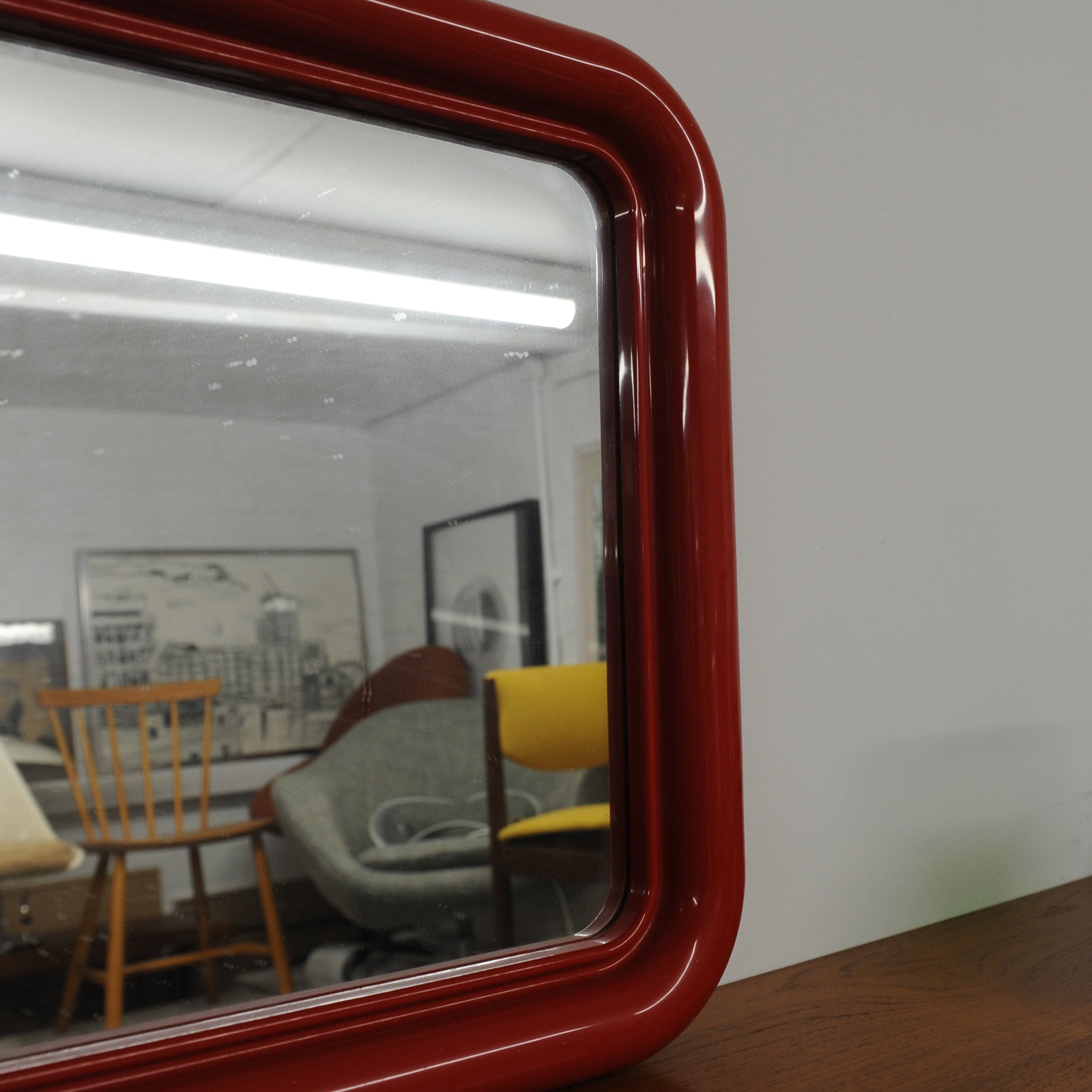 Vintage Red Plastic Wall Mirror by Crayonne, 1970s