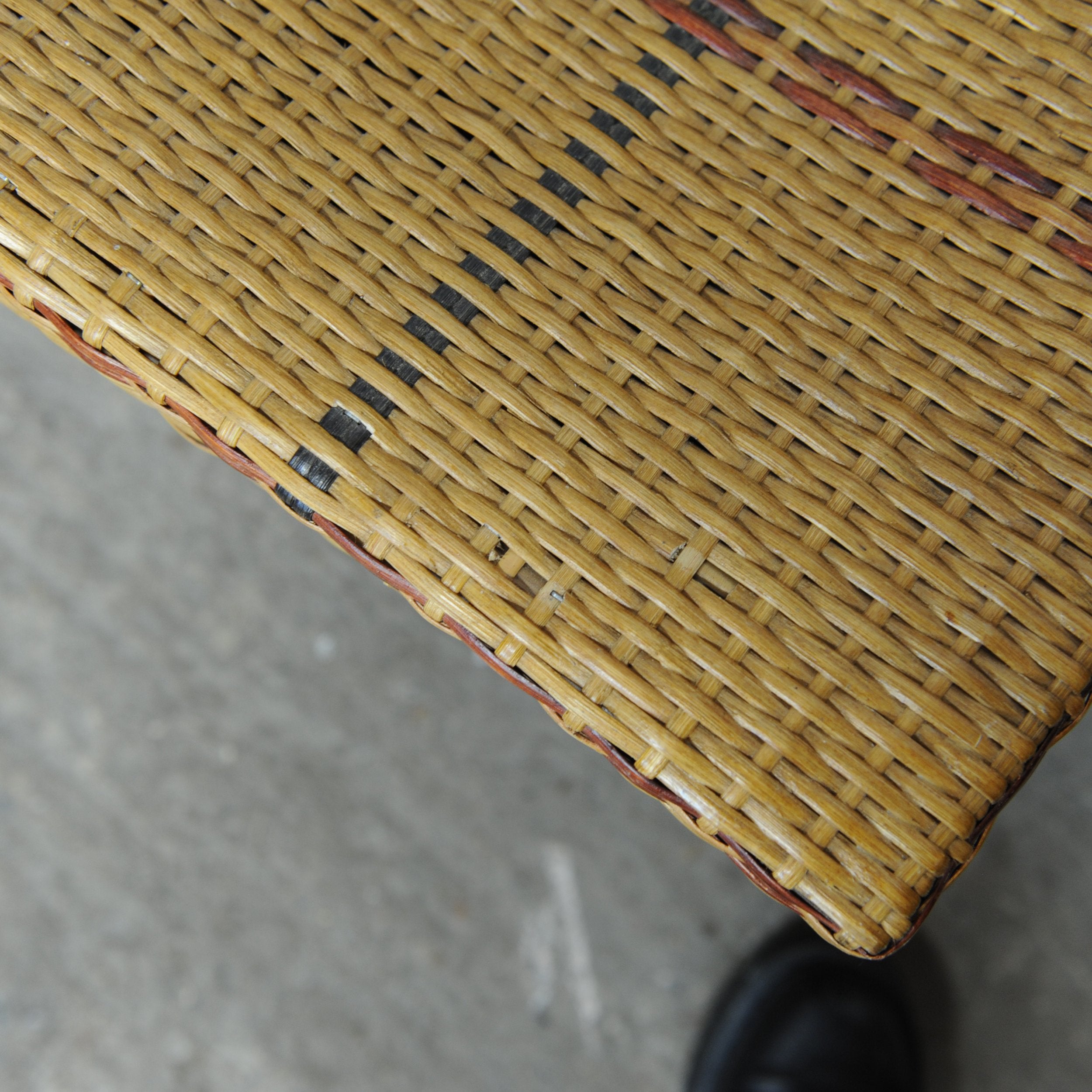 Vintage French Tri-Tone Woven Rattan Chair, 1970s