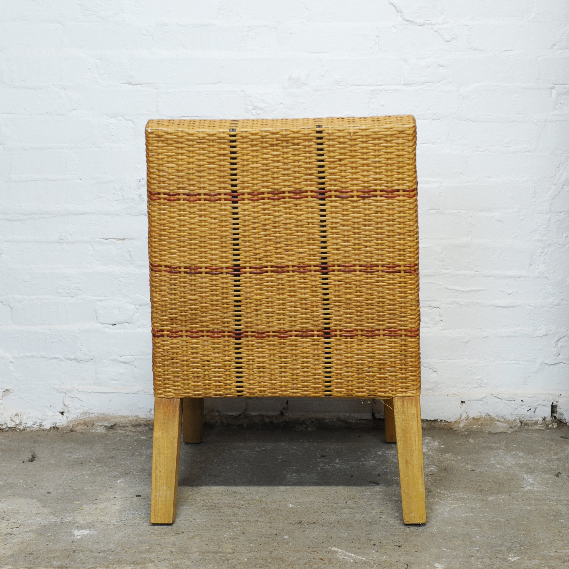 Vintage French Tri-Tone Woven Rattan Chair, 1970s