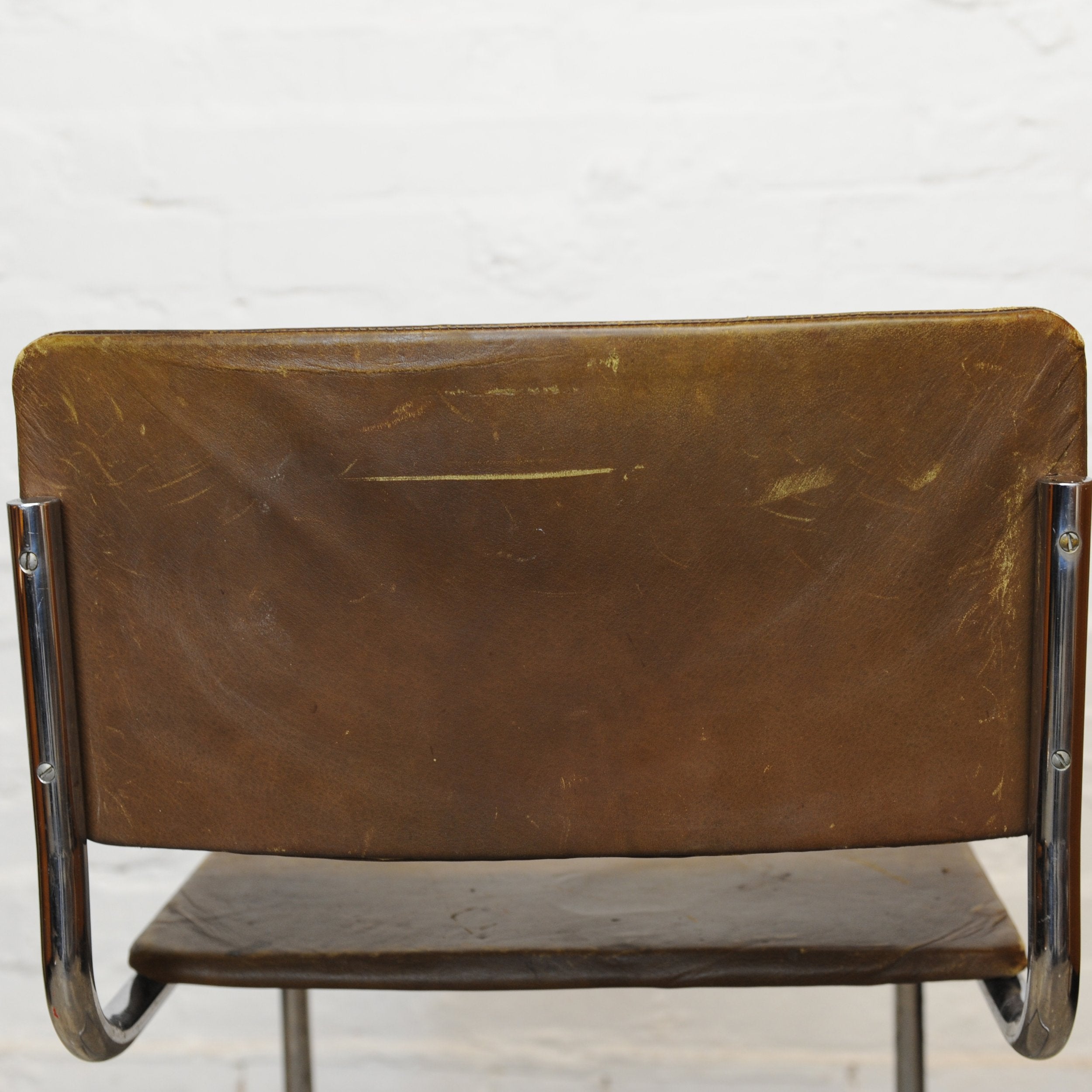 Vintage Leather and Tubular Chrome Cantilever Chair, 1950s