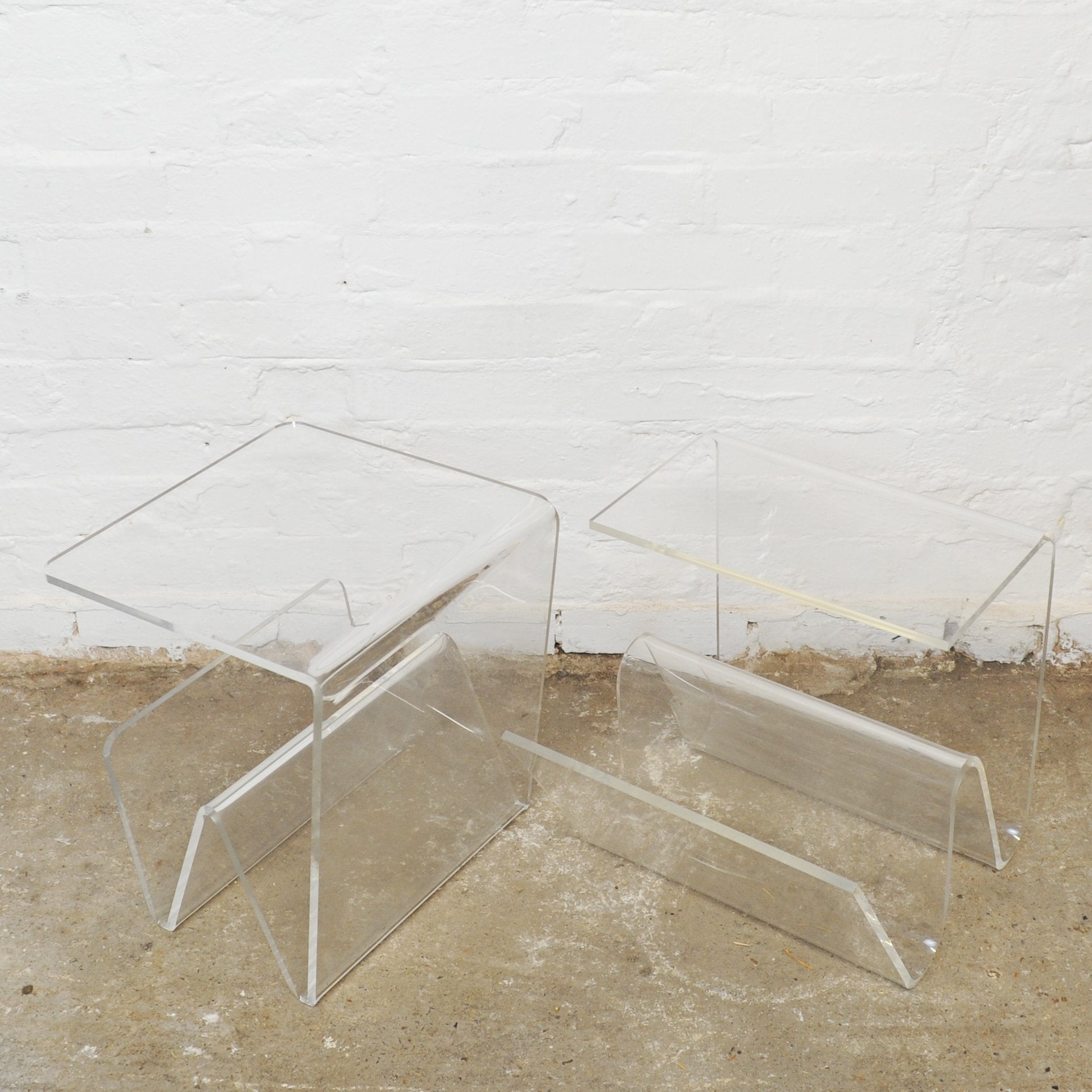 Italian Plexiglass Side Tables, 1970s, Set of 2