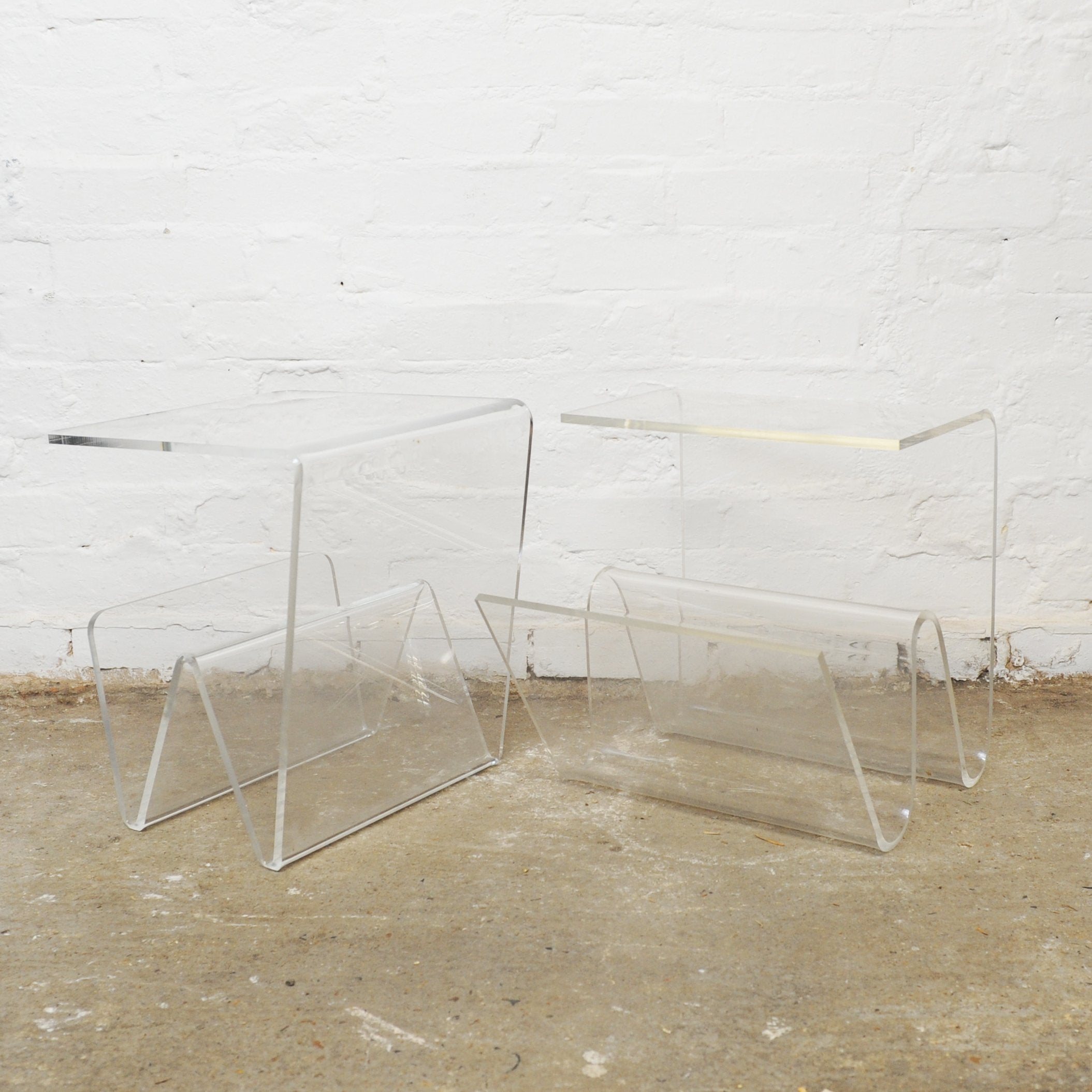 Italian Plexiglass Side Tables, 1970s, Set of 2