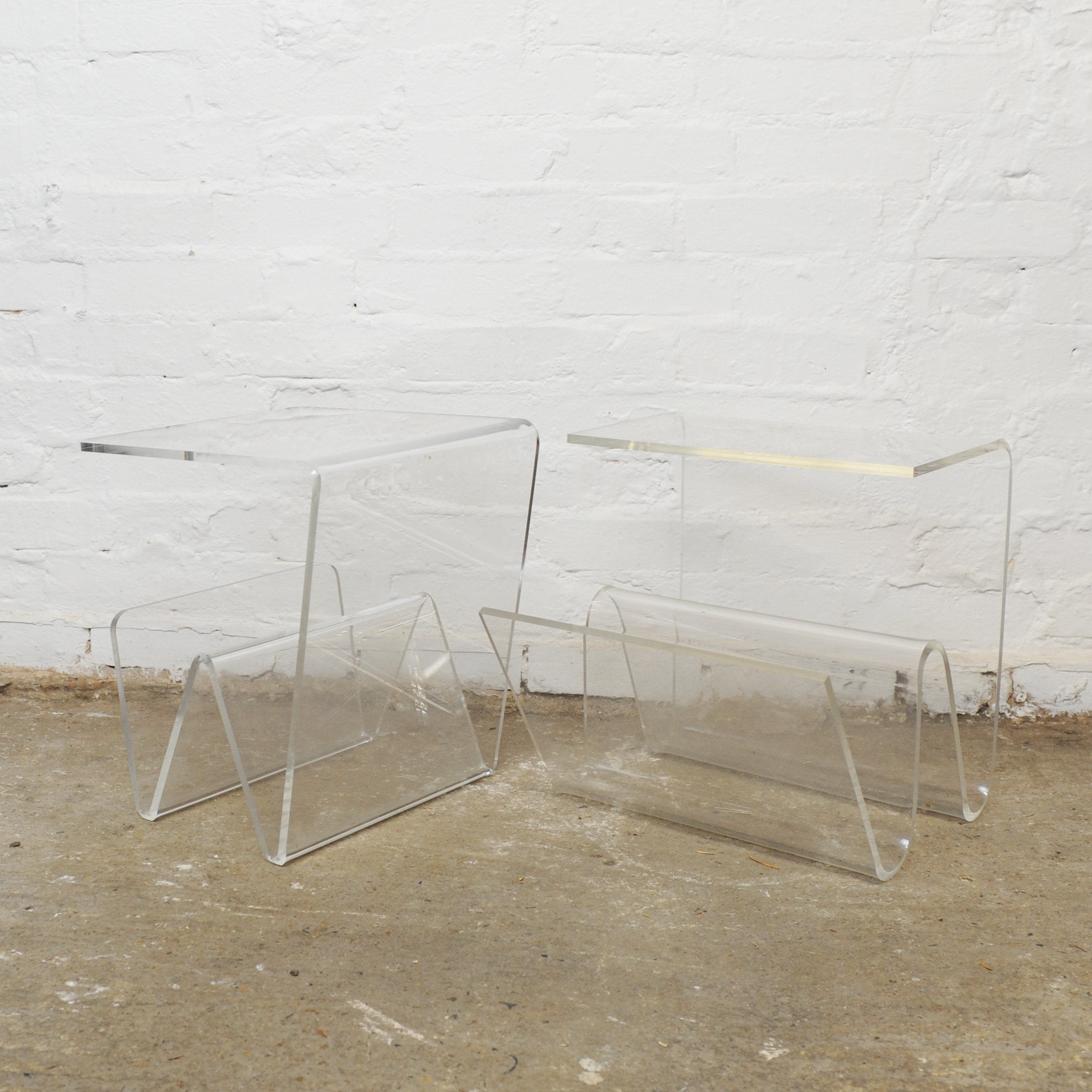 Italian Plexiglass Side Tables, 1970s, Set of 2