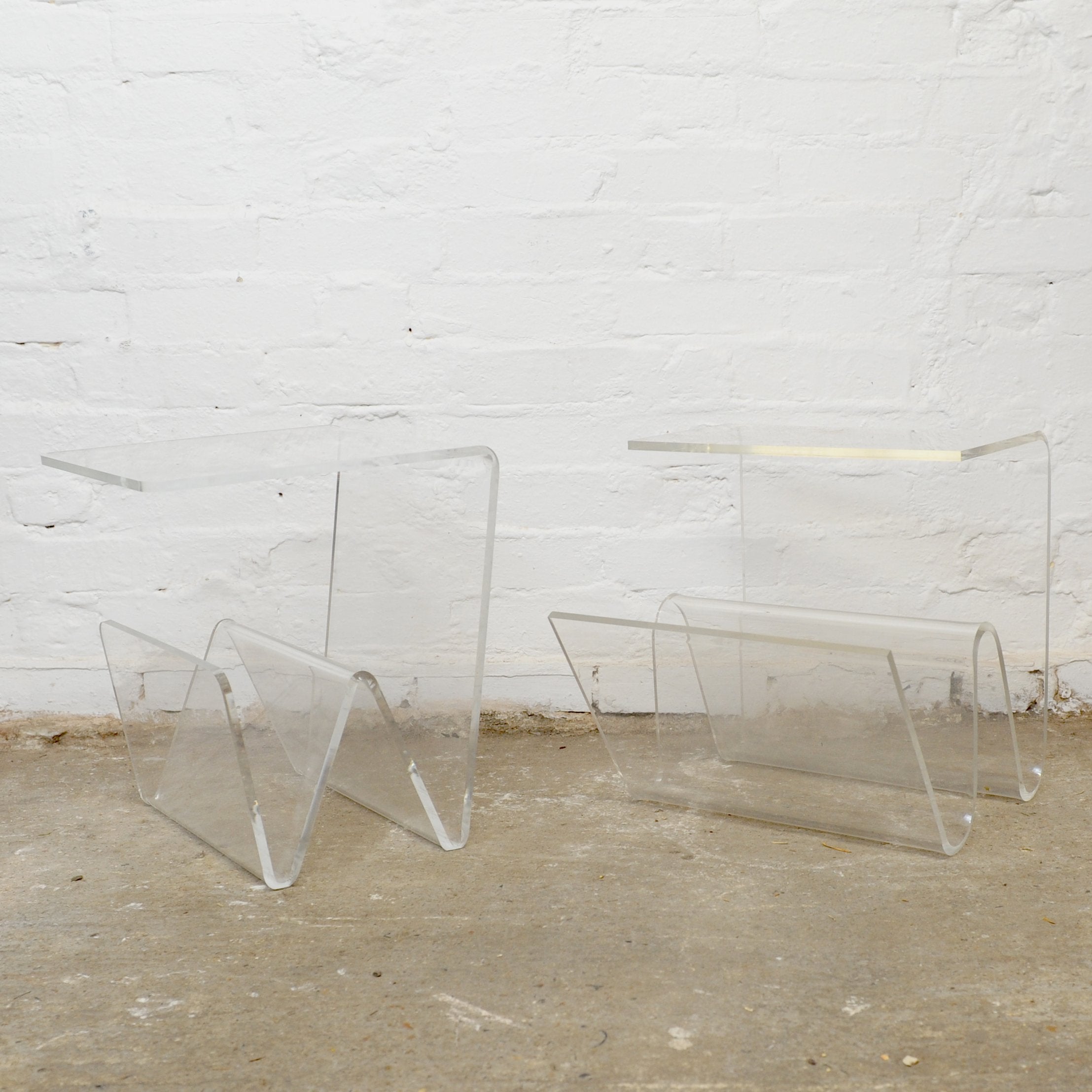 Italian Plexiglass Side Tables, 1970s, Set of 2