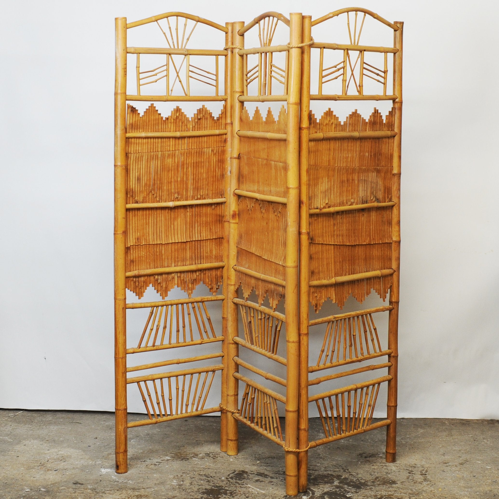 Rattan and Bamboo Folding Room Screen/ Divider, 1960s