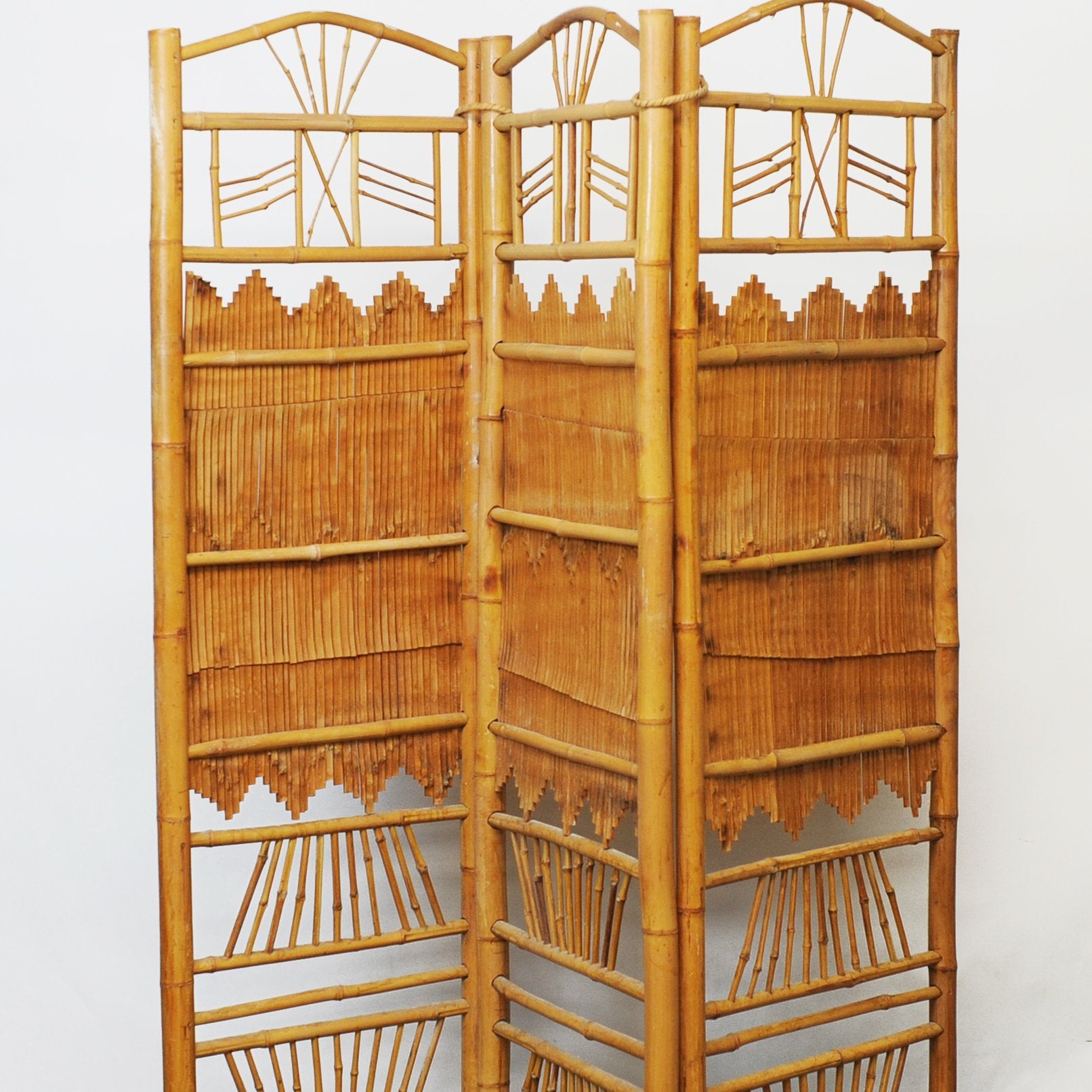 Rattan and Bamboo Folding Room Screen/ Divider, 1960s