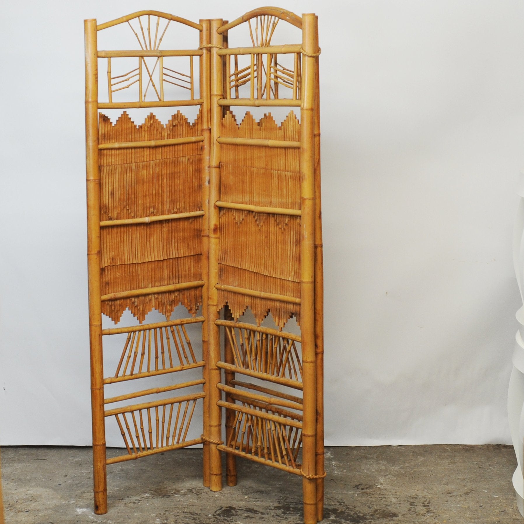 Rattan and Bamboo Folding Room Screen/ Divider, 1960s