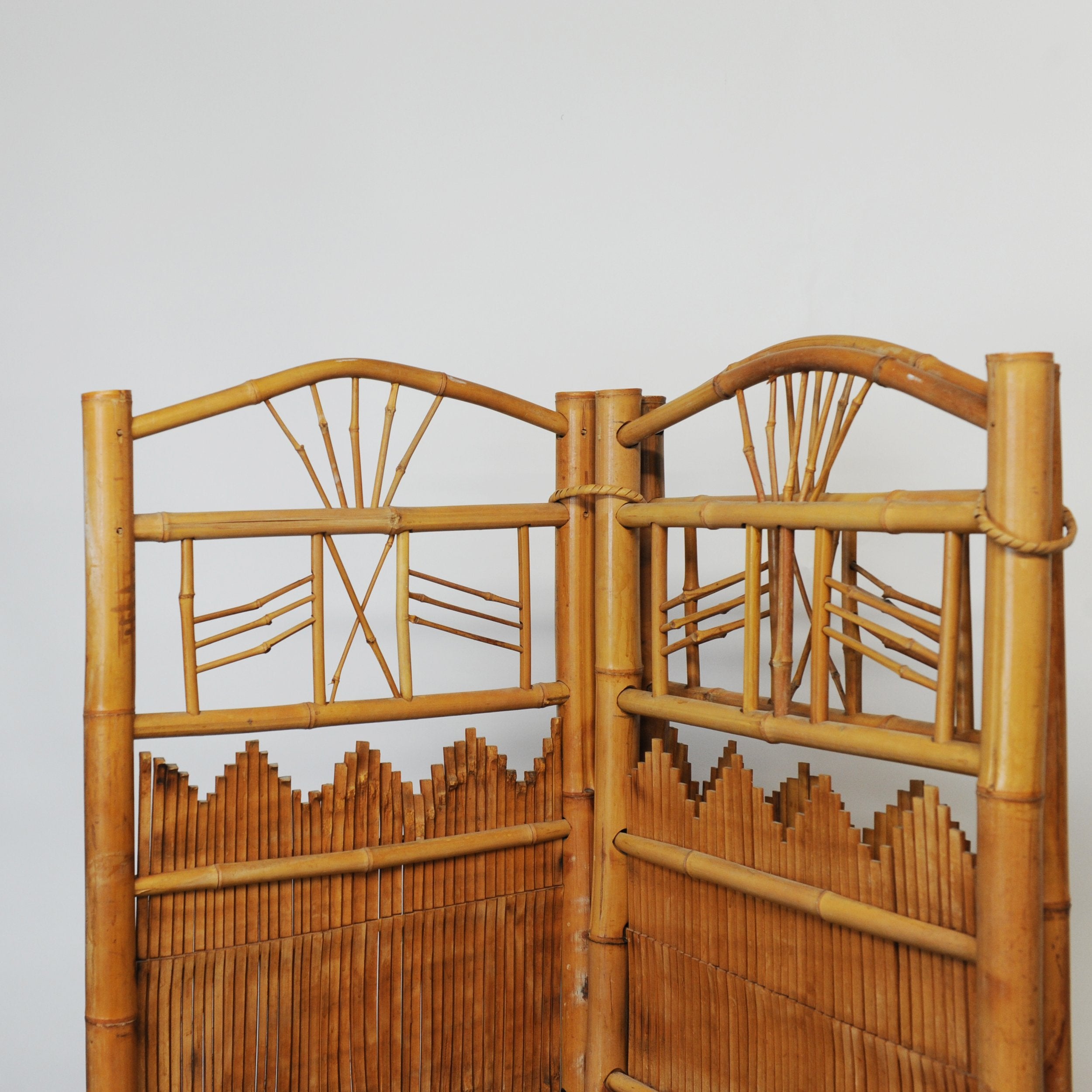 Rattan and Bamboo Folding Room Screen/ Divider, 1960s