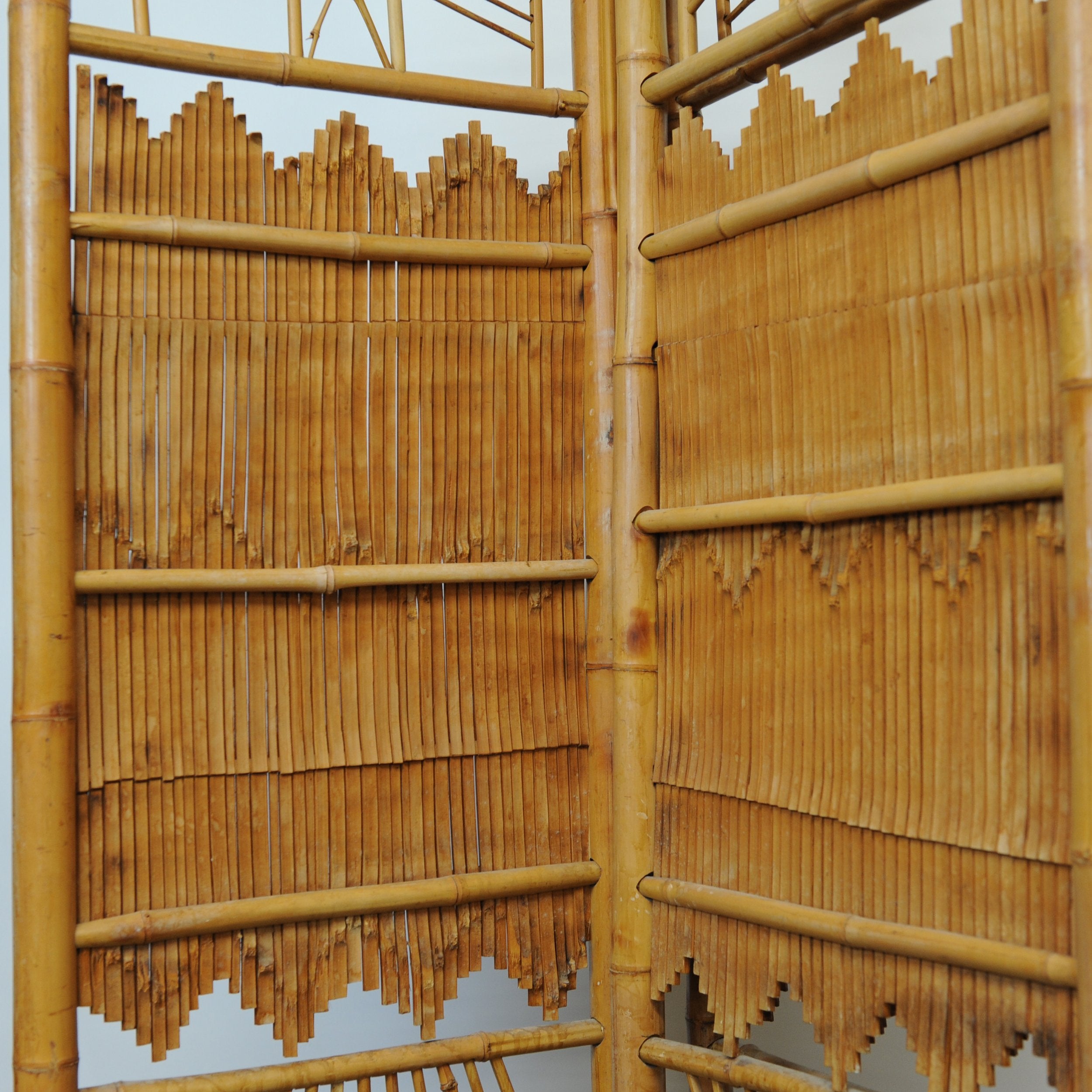 Rattan and Bamboo Folding Room Screen/ Divider, 1960s