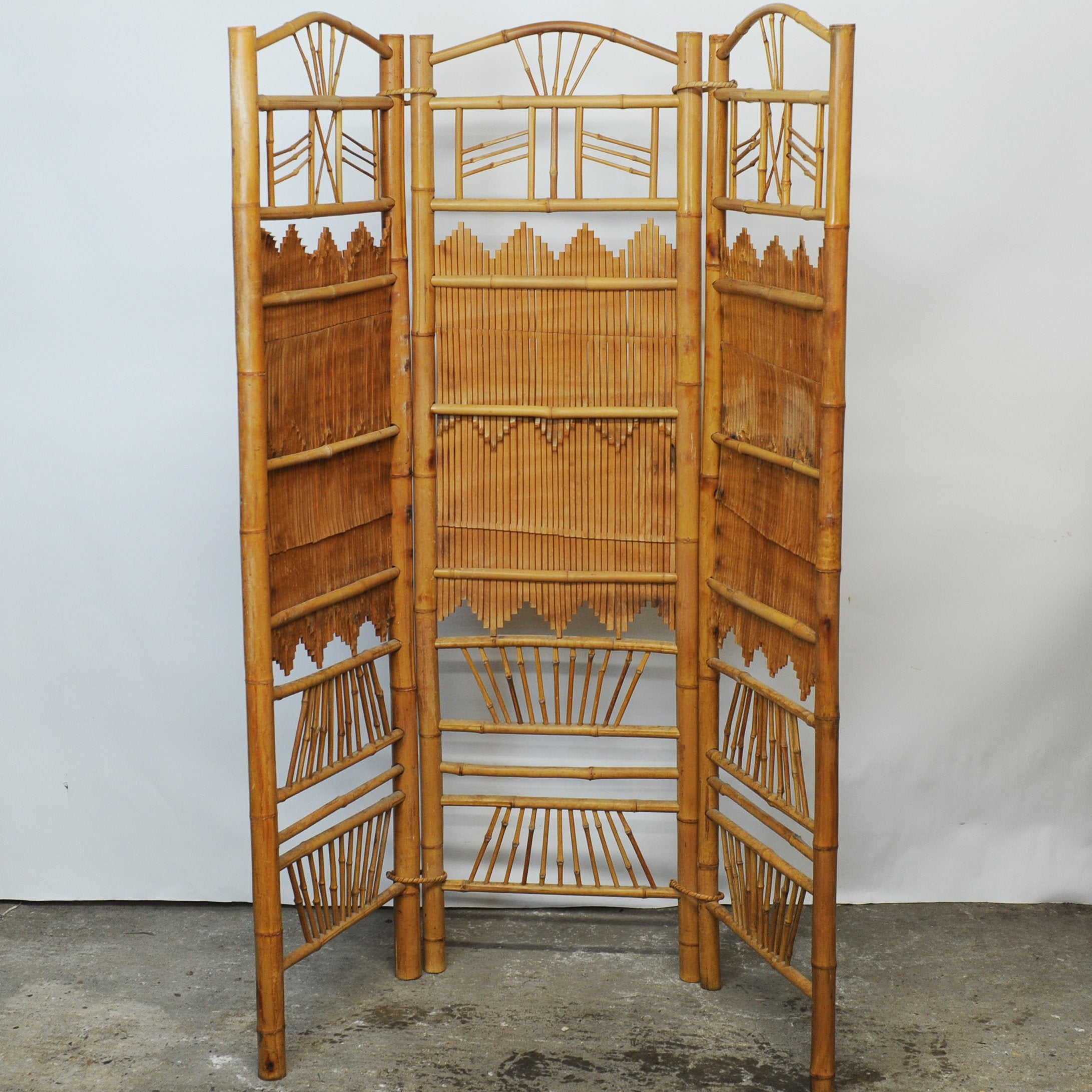 Rattan and Bamboo Folding Room Screen/ Divider, 1960s