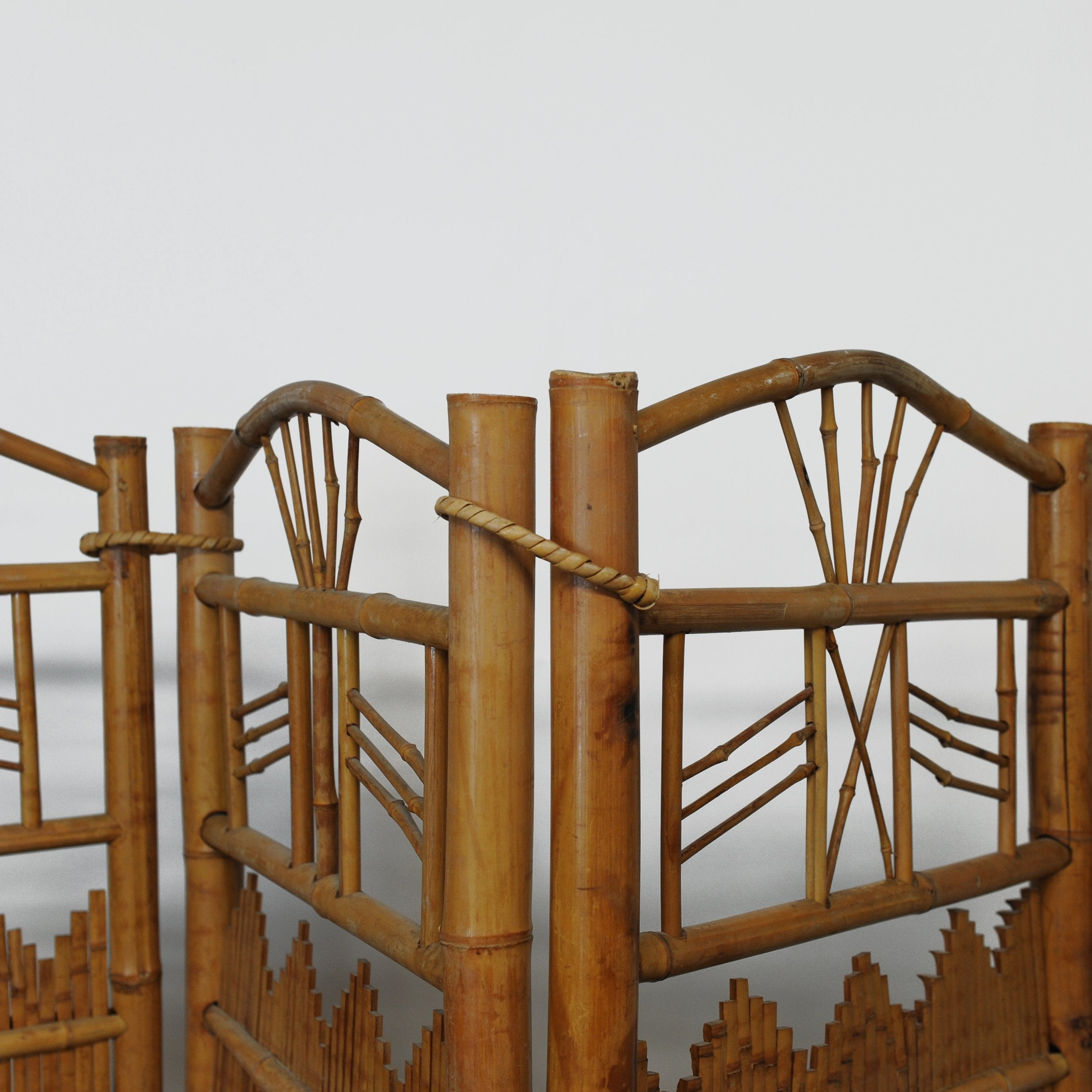 Rattan and Bamboo Folding Room Screen/ Divider, 1960s