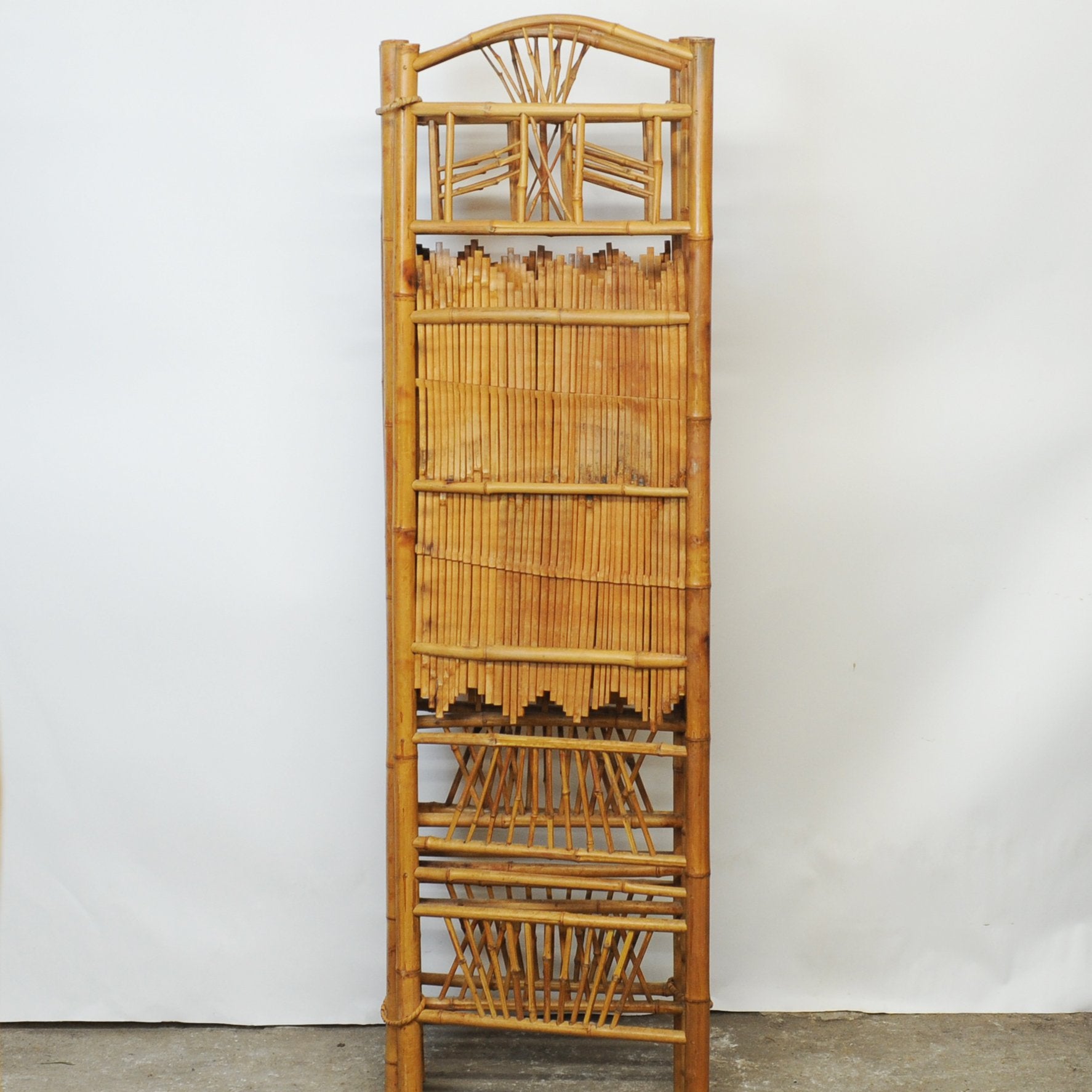 Rattan and Bamboo Folding Room Screen/ Divider, 1960s