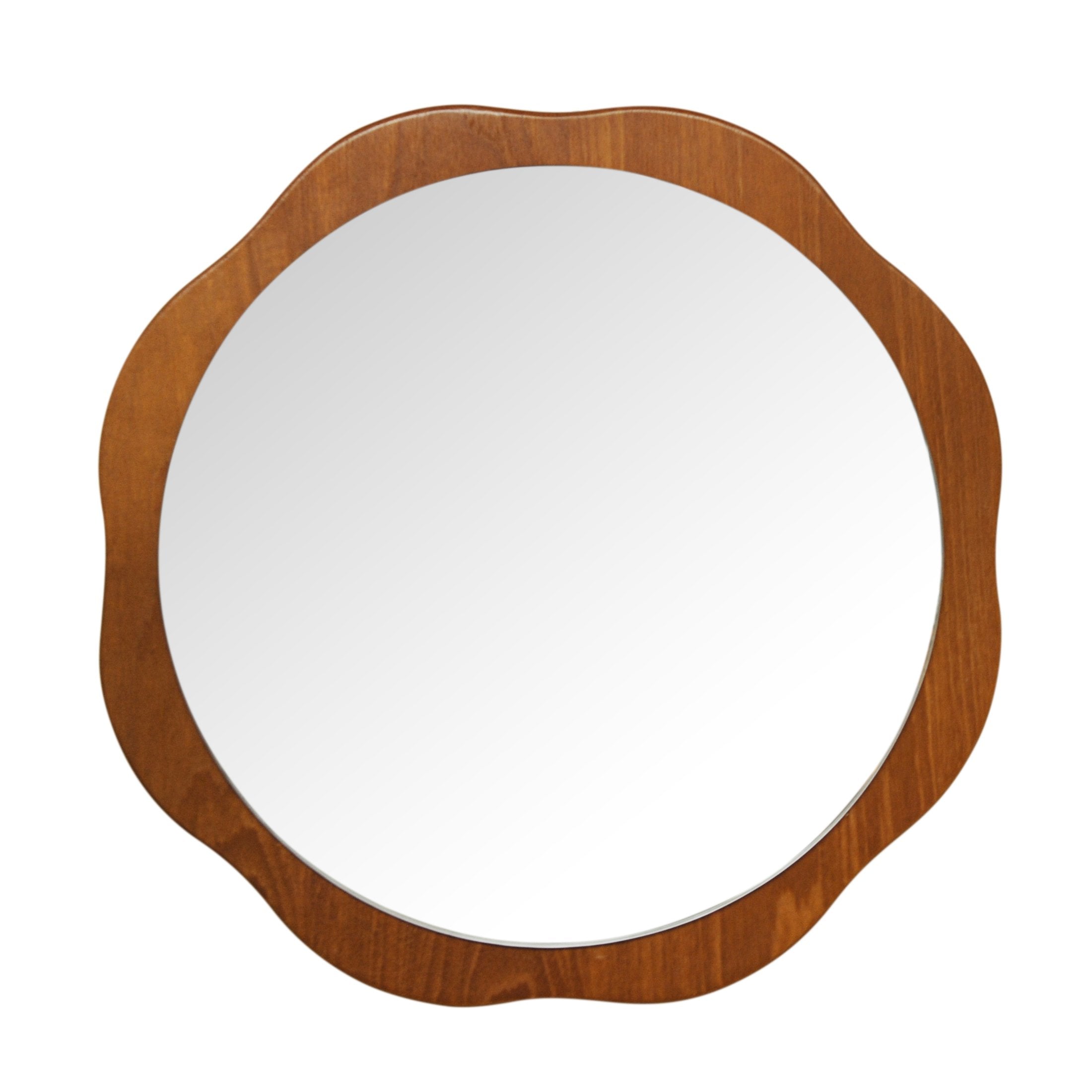 Teak Flower/ Wavy Shaped Wall Mirror. 1970s