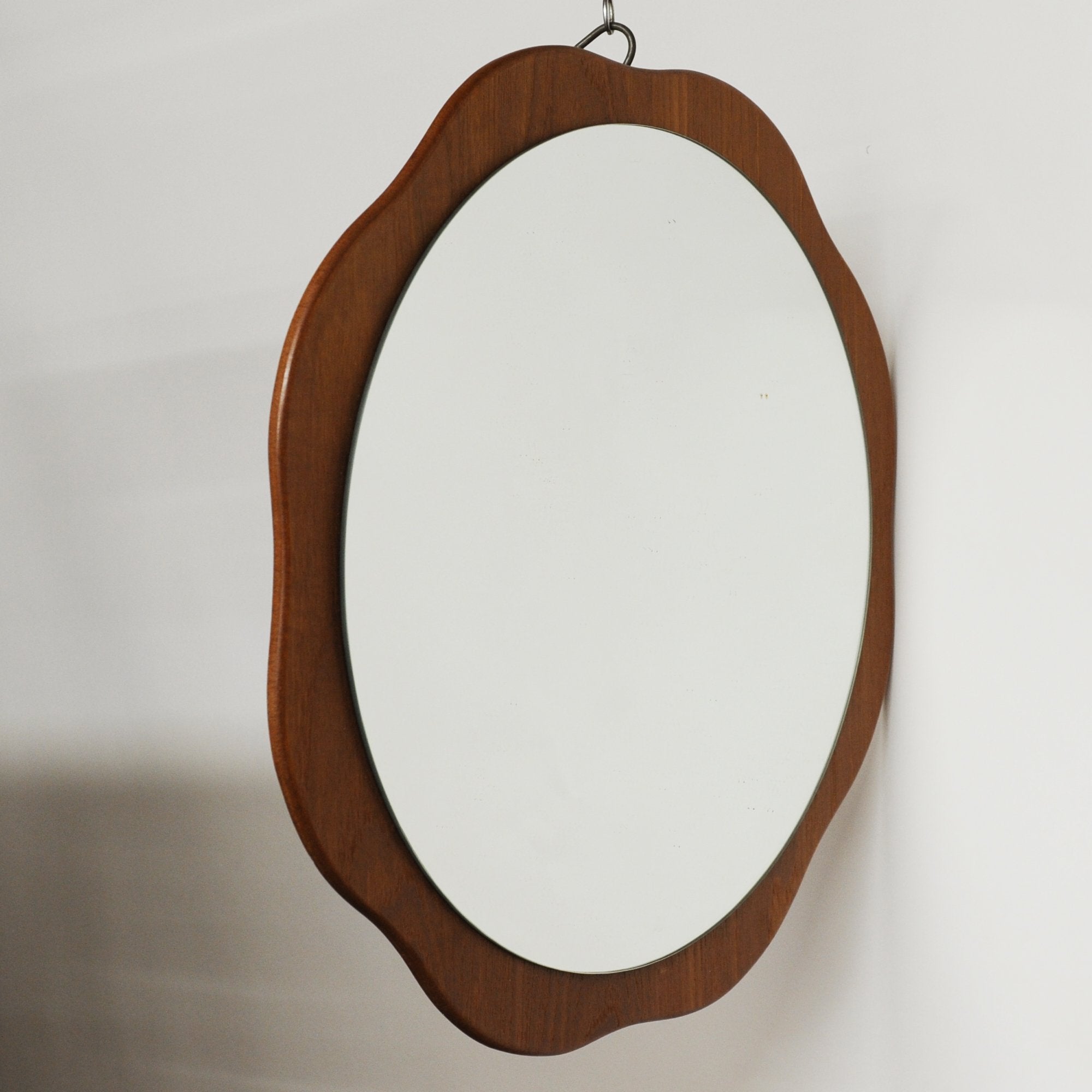 Teak Flower/ Wavy Shaped Wall Mirror. 1970s