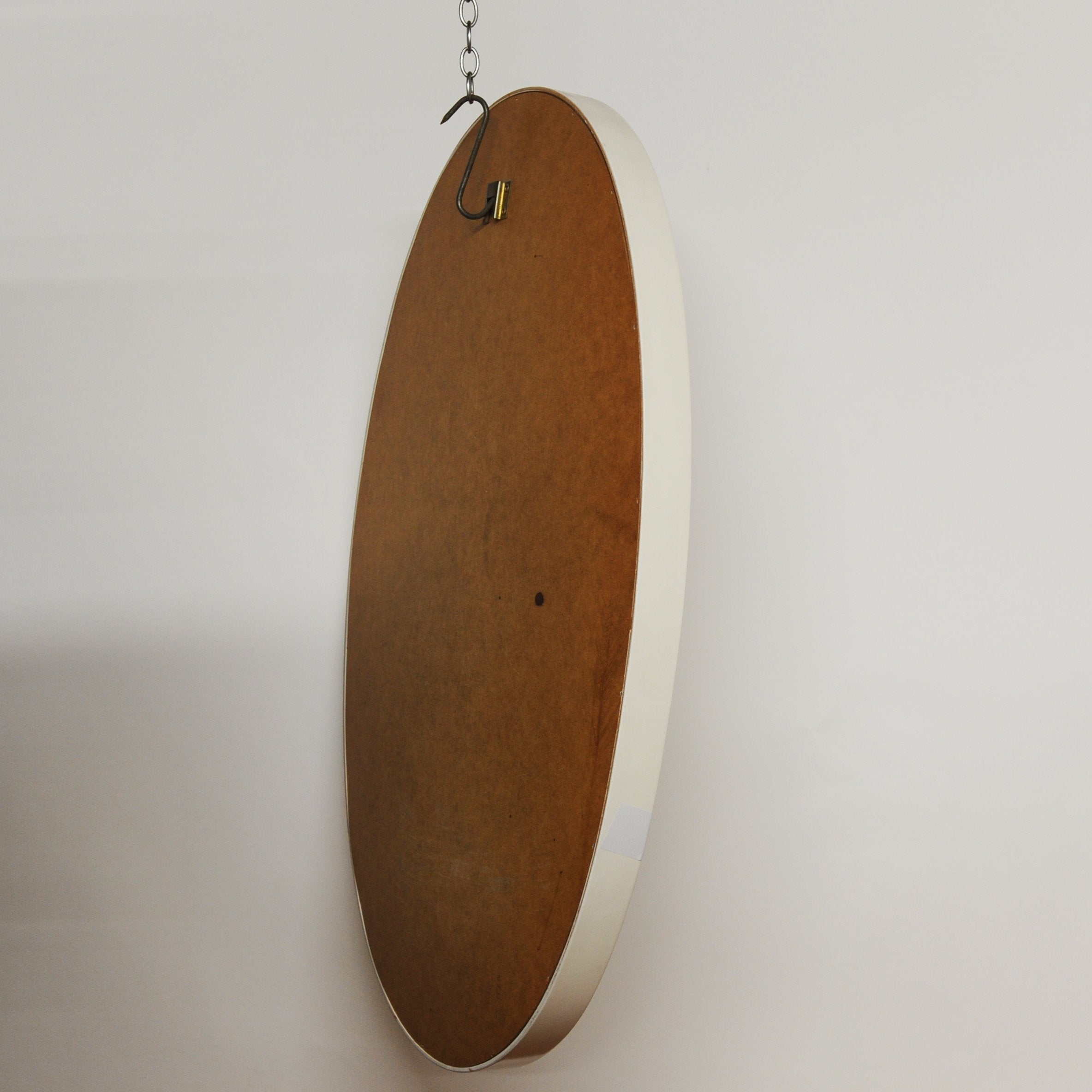 Vintage White Plastic Oval Mirror, 1970s