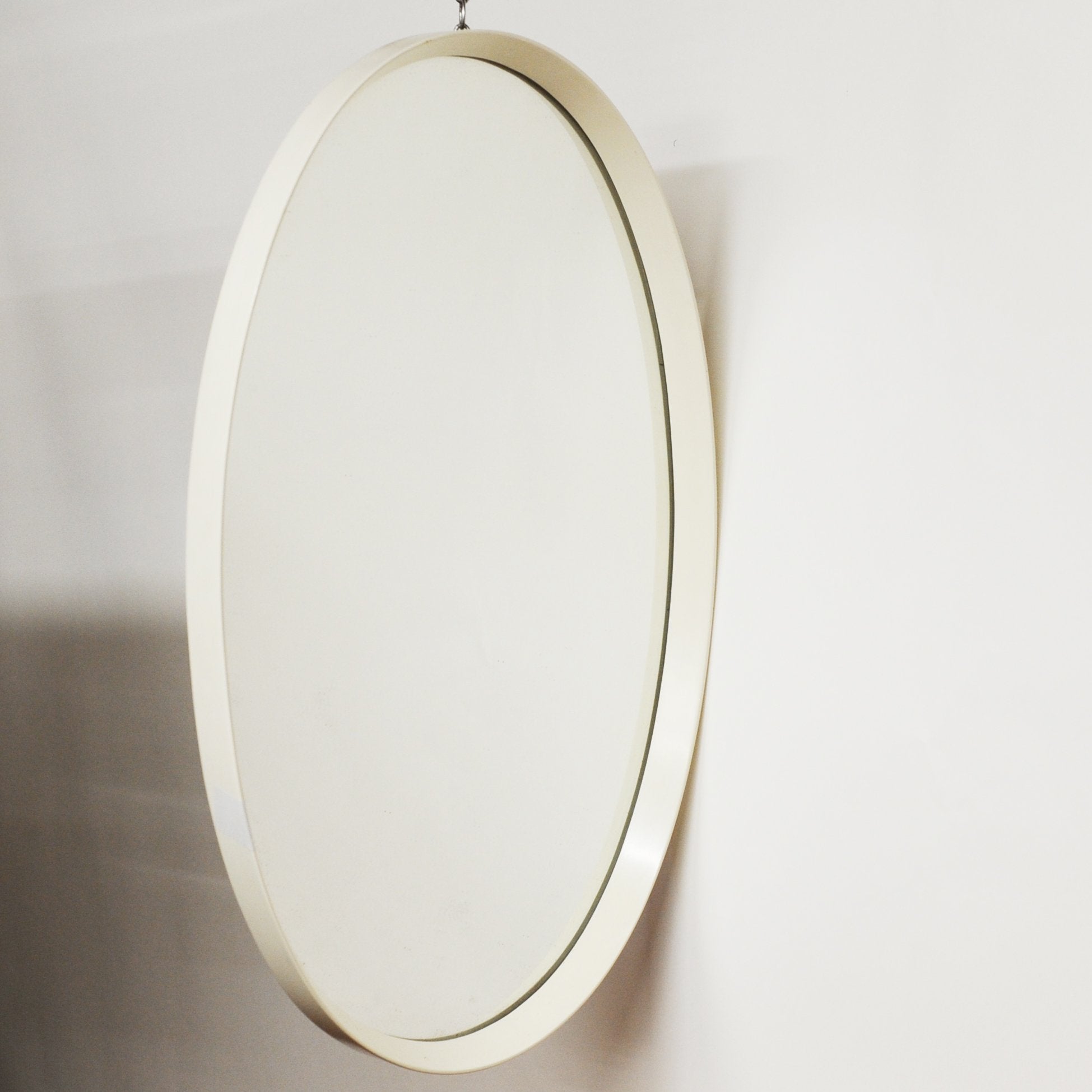 Vintage White Plastic Oval Mirror, 1970s