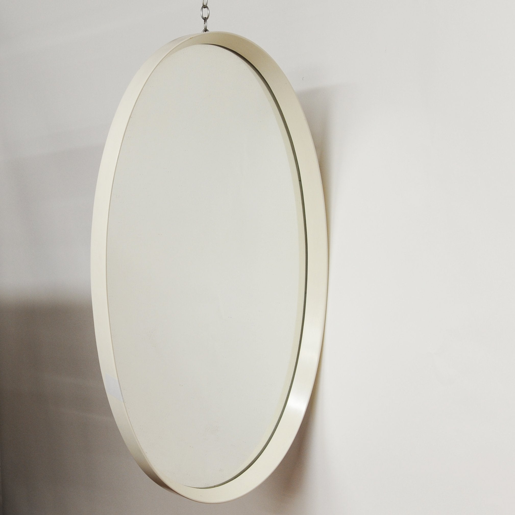 Vintage White Plastic Oval Mirror, 1970s