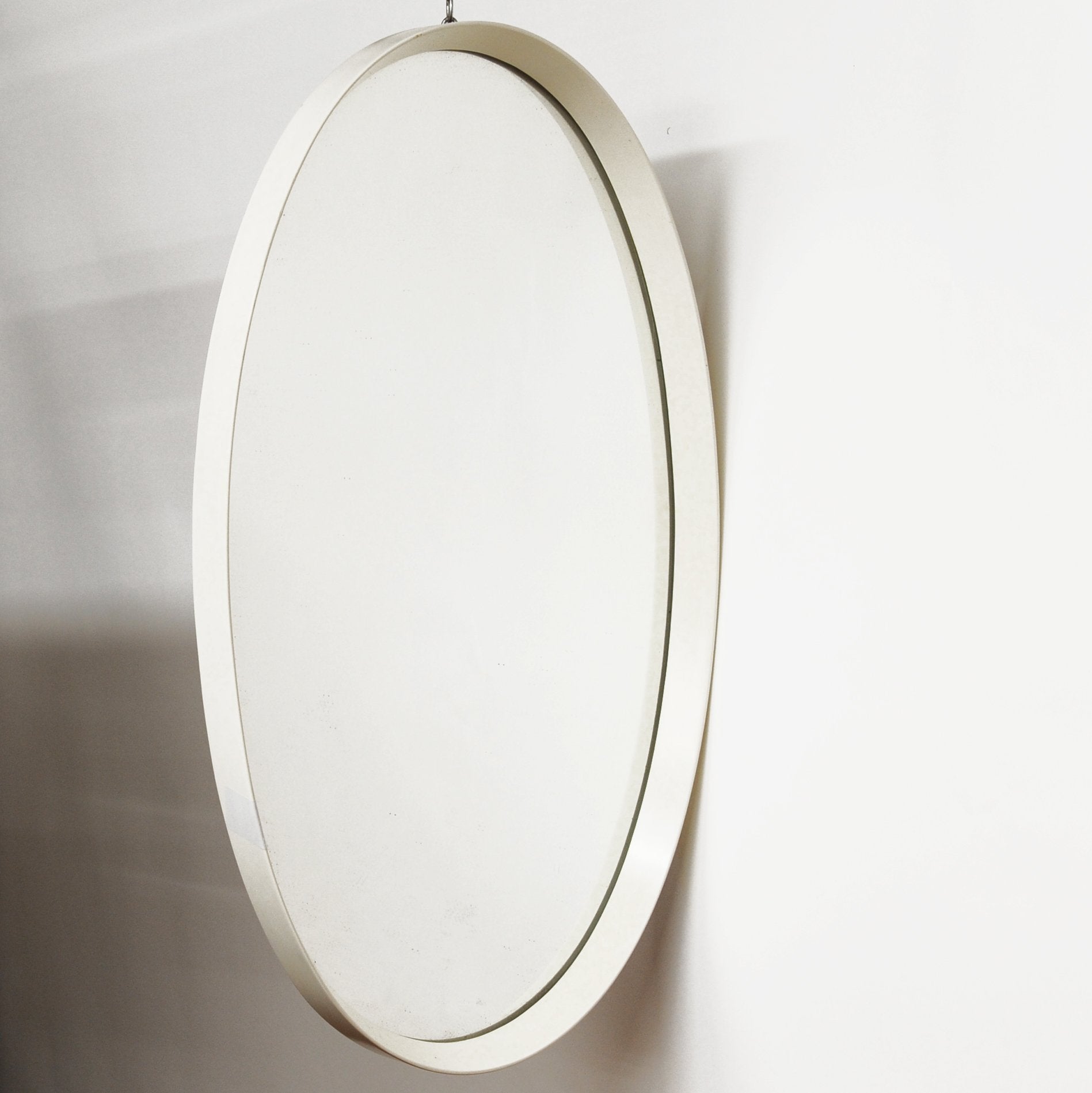 Vintage White Plastic Oval Mirror, 1970s