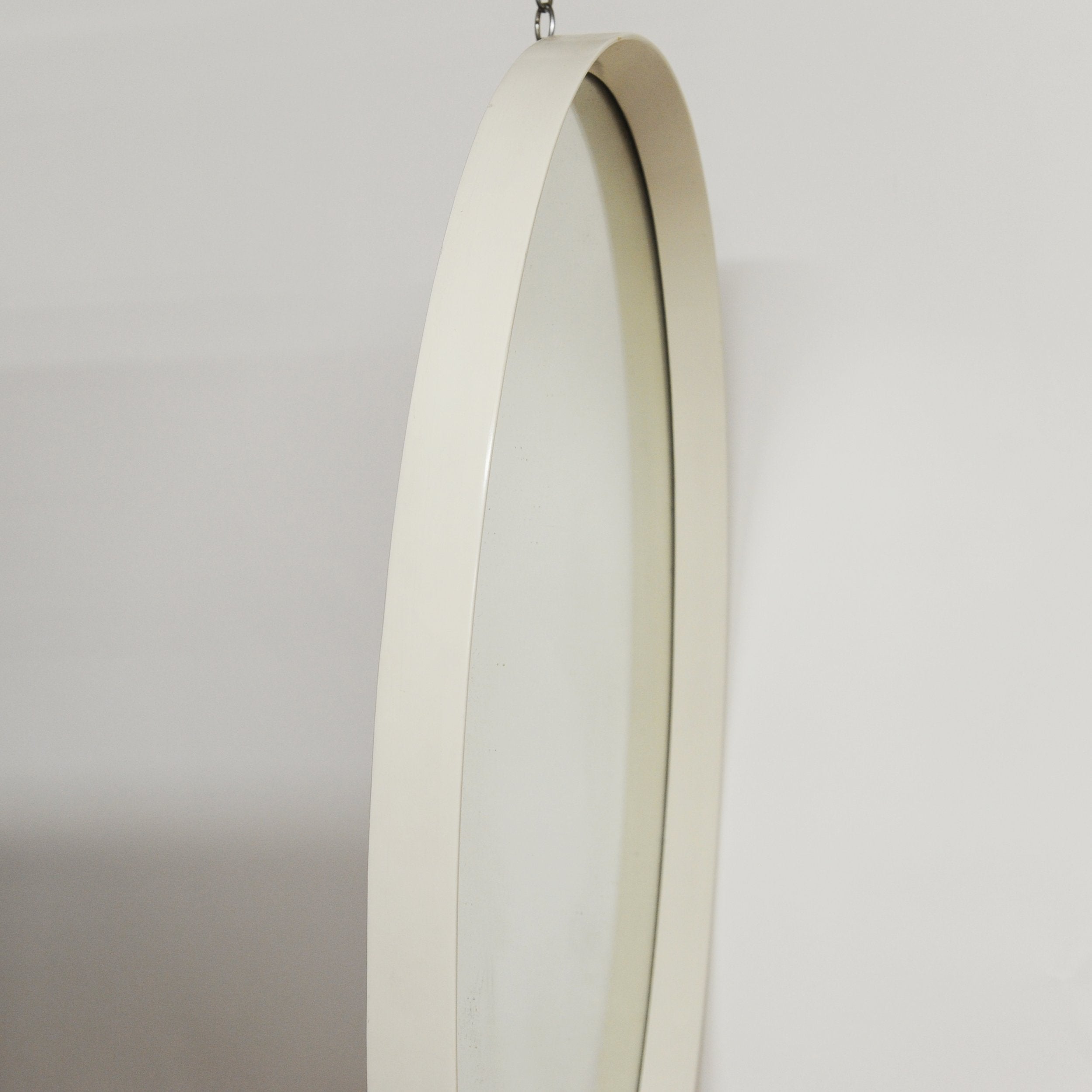 Vintage White Plastic Oval Mirror, 1970s