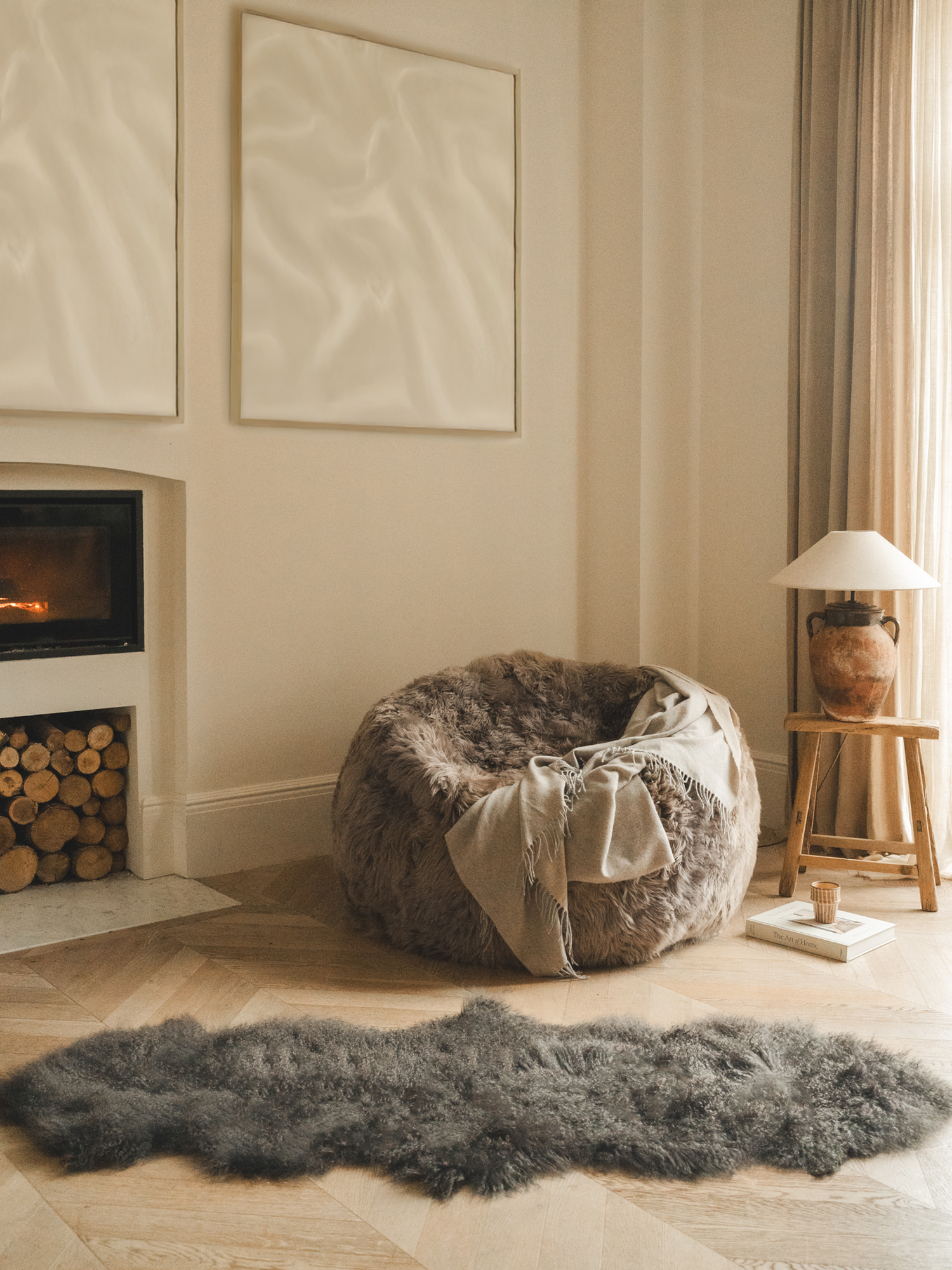 Double Tibetan Sheepskin Rug - Charcoal