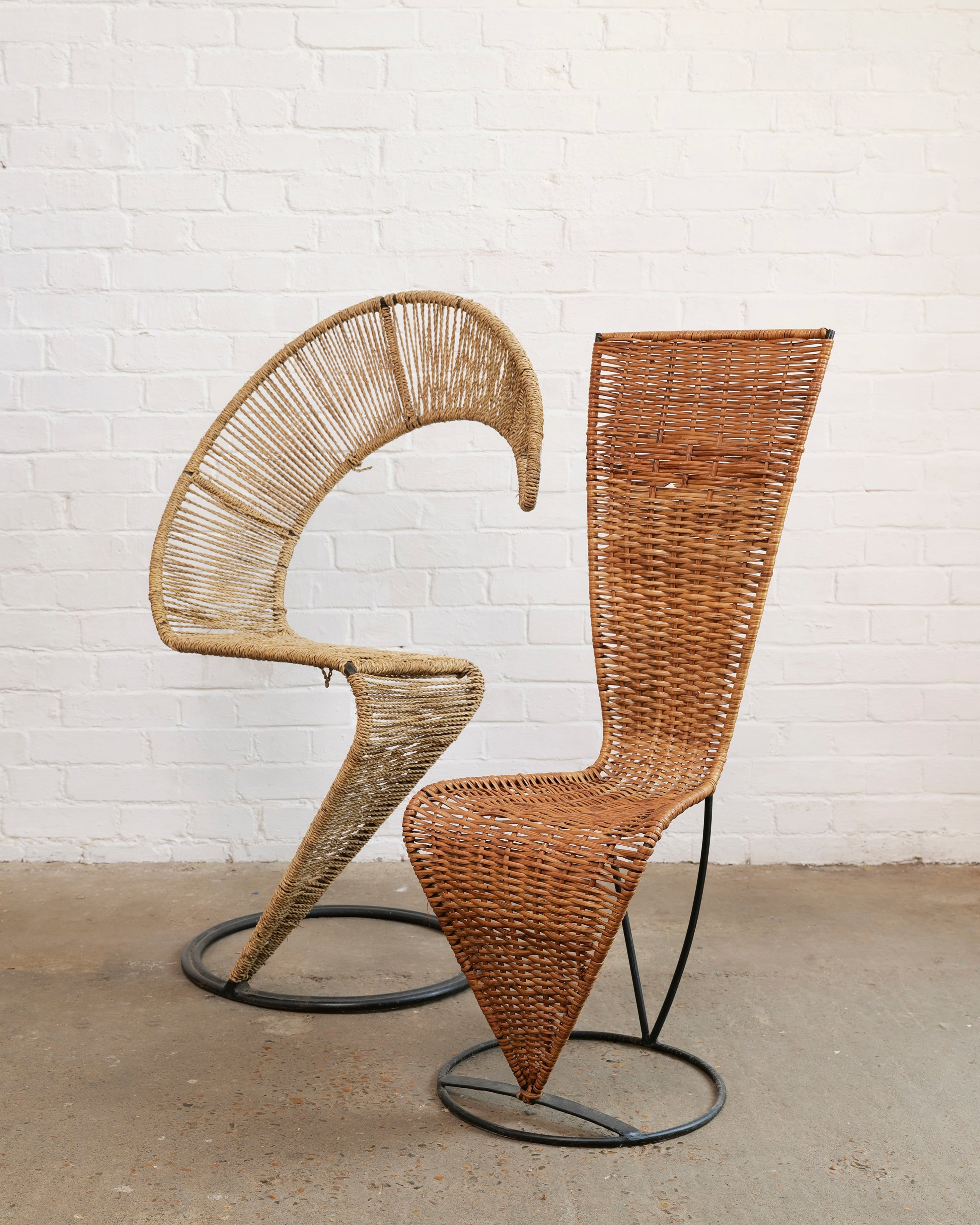 French Wicker Chairs in The style of Tom Dixon