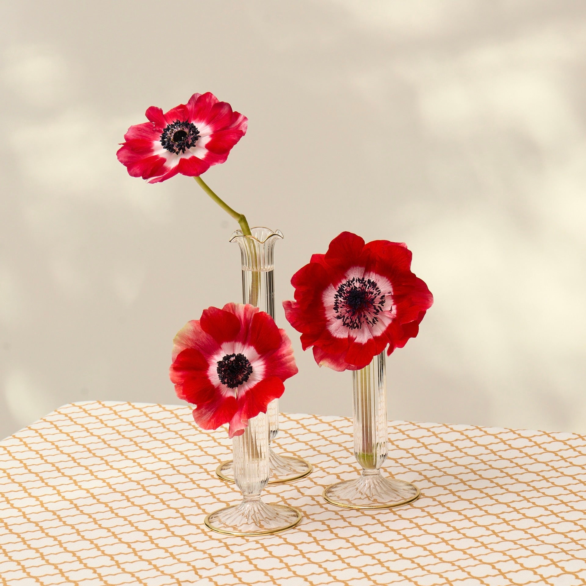 Fluted Gold Edged Single Stem Bud Vases (Set of 3)
