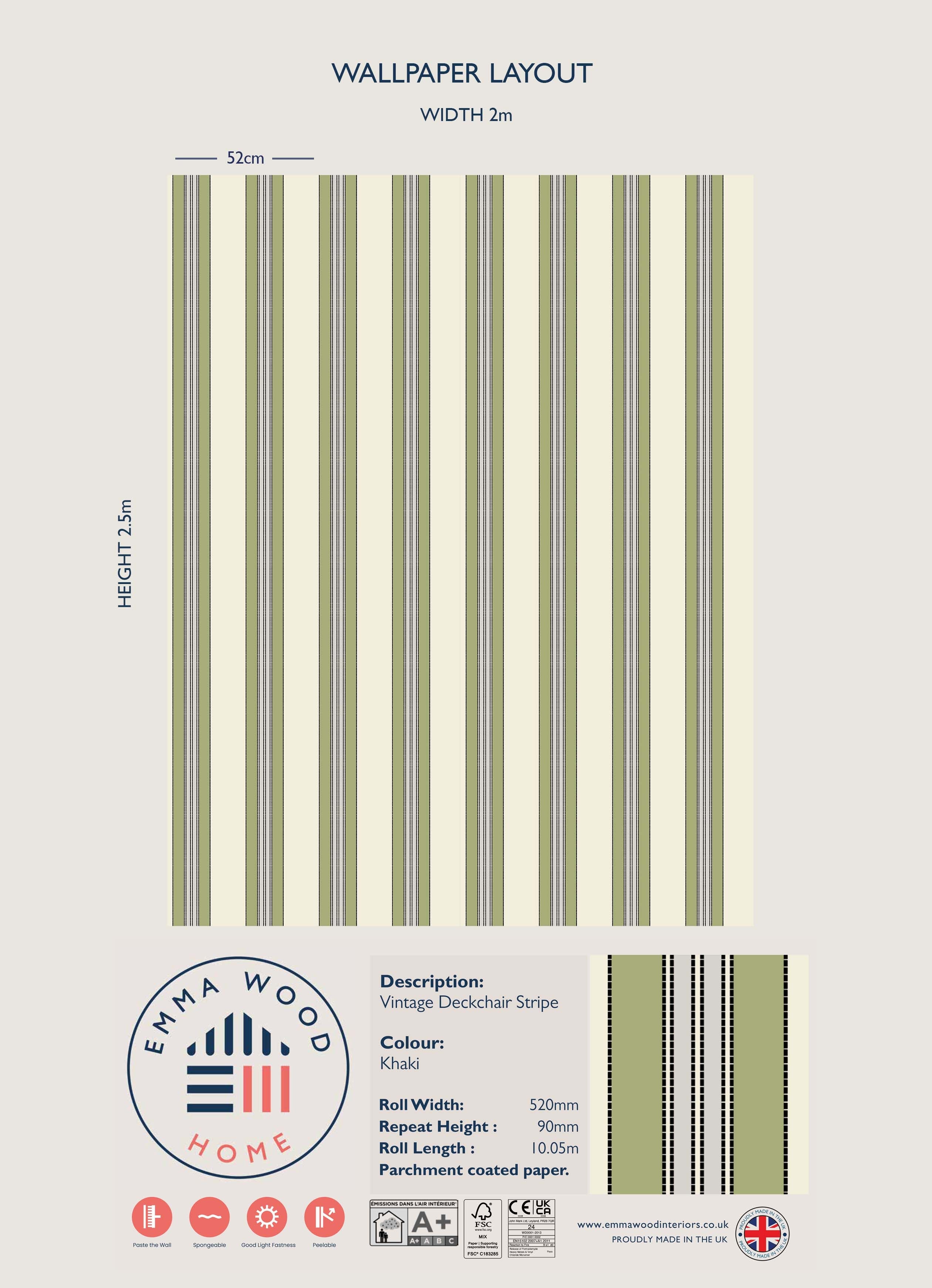 Vintage Deckchair Wallpaper - KHAKI