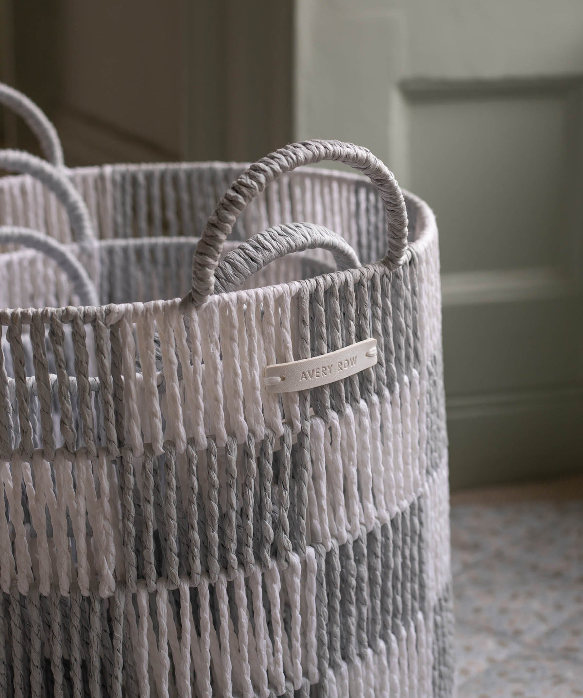 Checkerboard Storage Basket Medium - Powder Blue