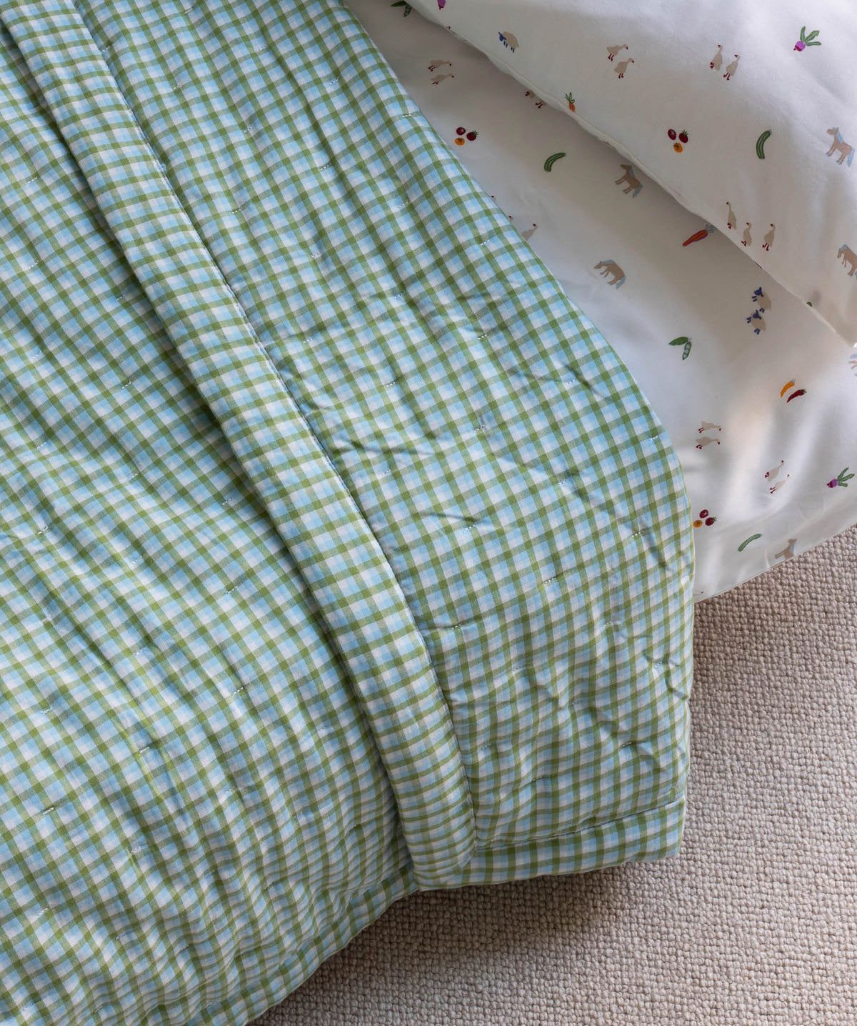 Quilted Cotbed Bedspread - Greenhouse Gingham