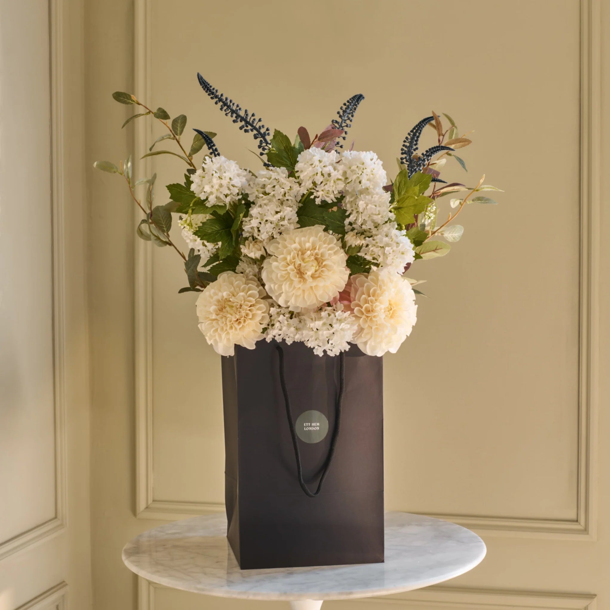 The Eva | Faux Flower Arrangement | Whites & Greens