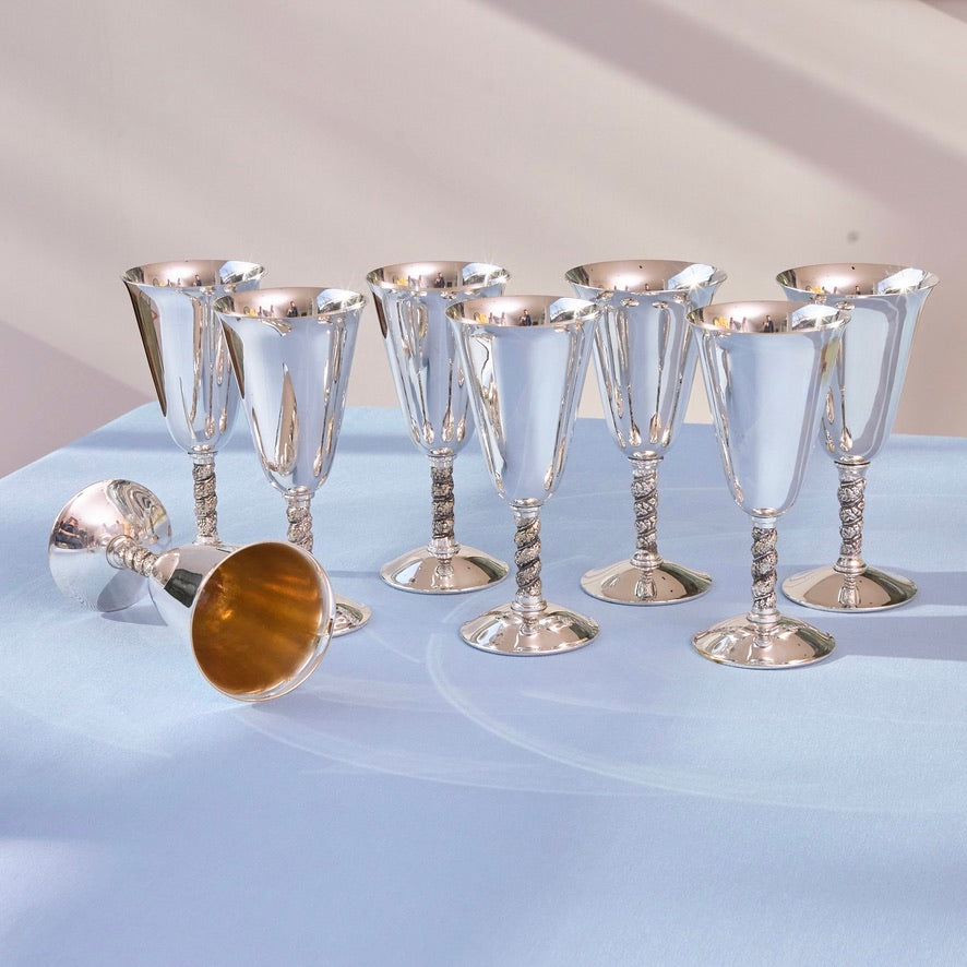 Set of 8 Vintage Silver Plated Goblets