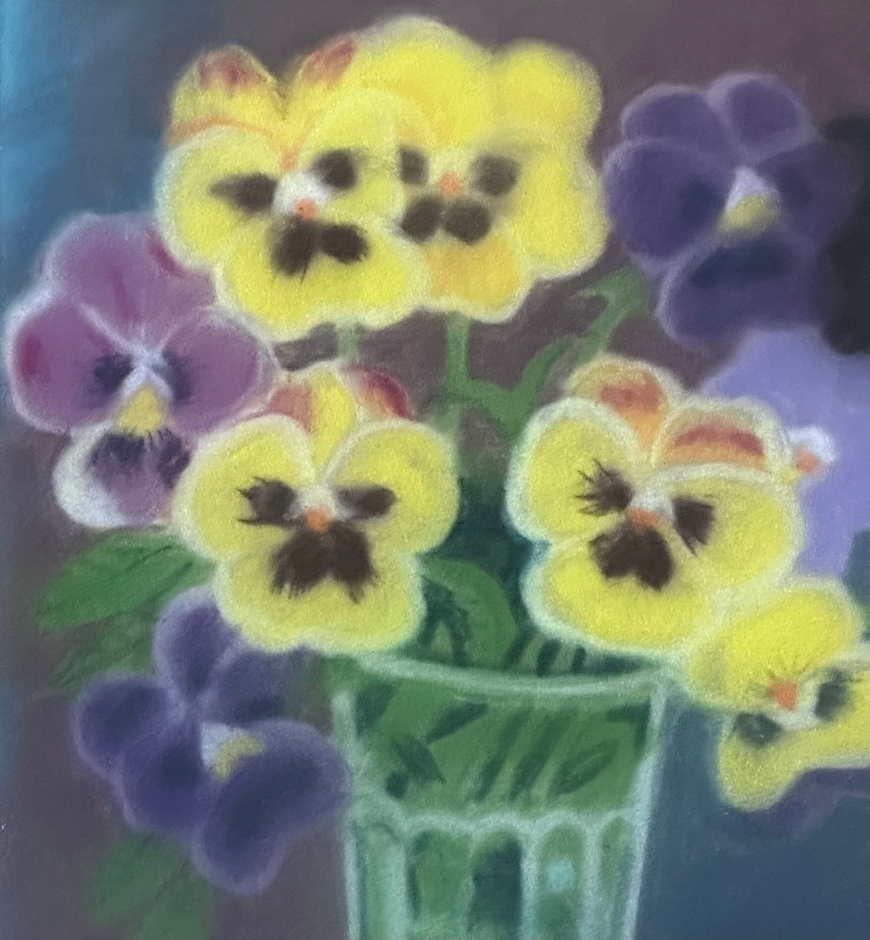 Pansies in Glass