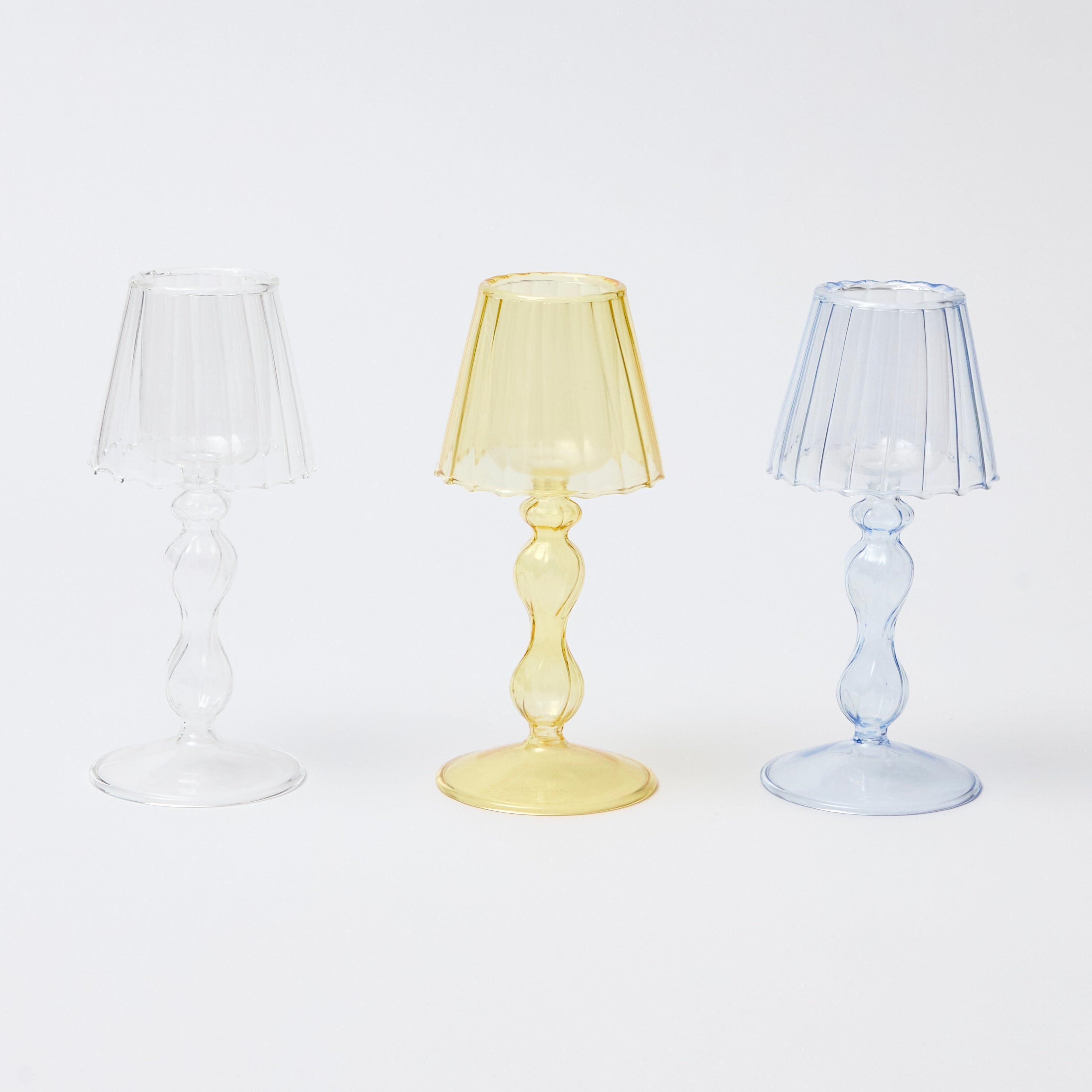 Clear Glass Tea Light Lamps (Set of 2)