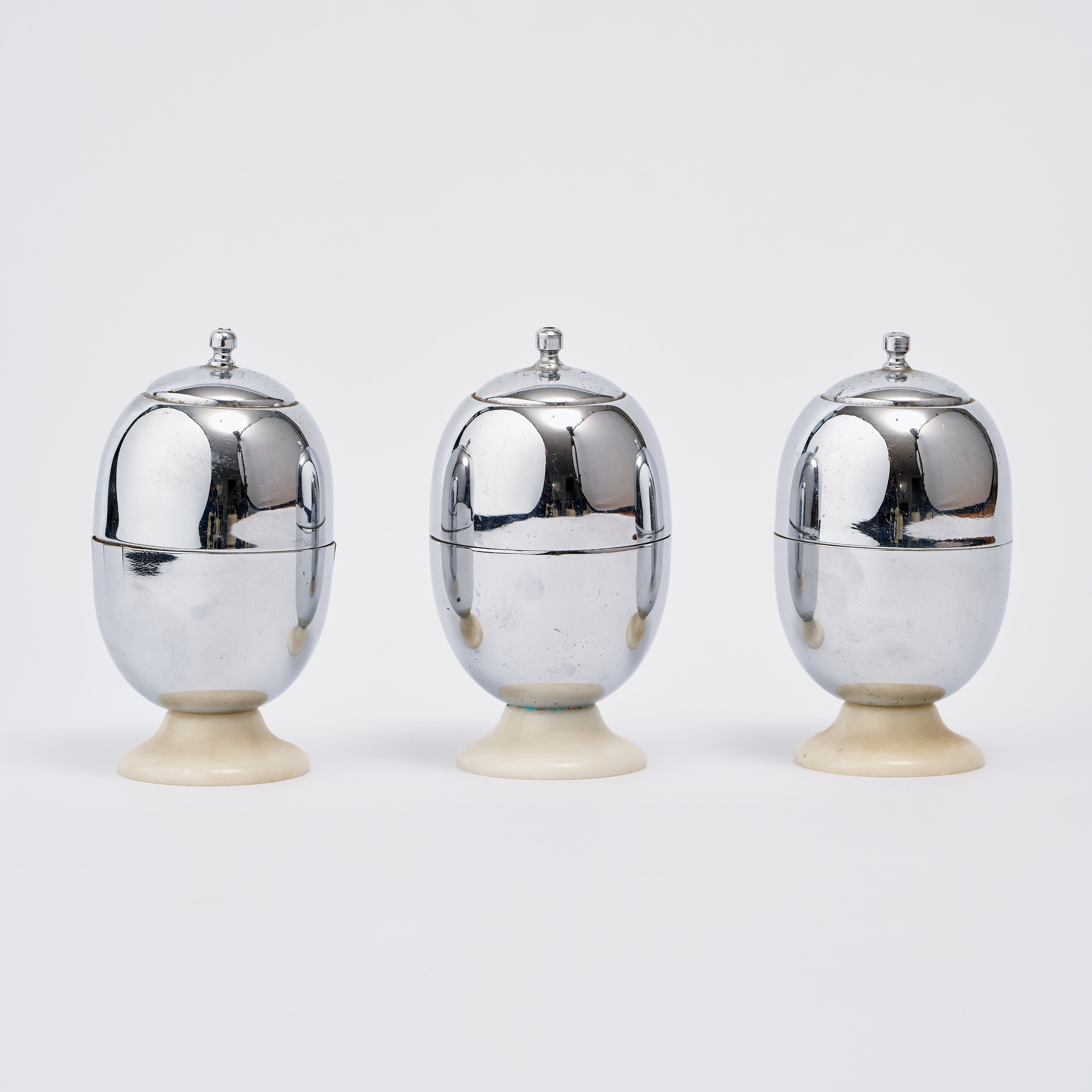 Trio of 1960's egg coddlers