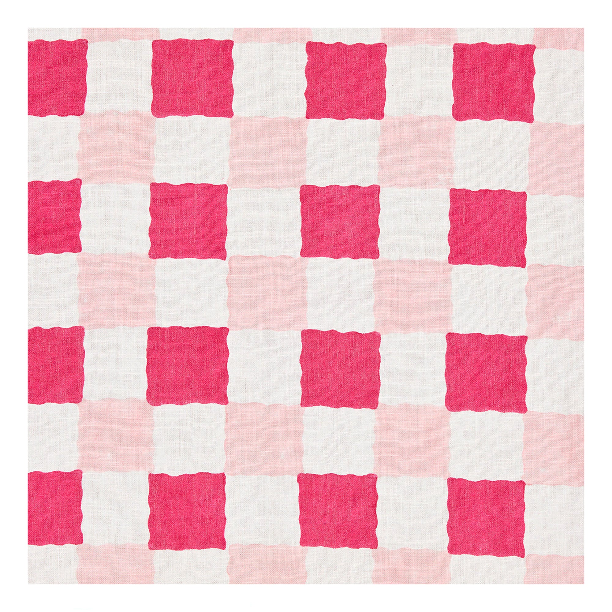 Chequer Block printed Fabric Linen Pinks