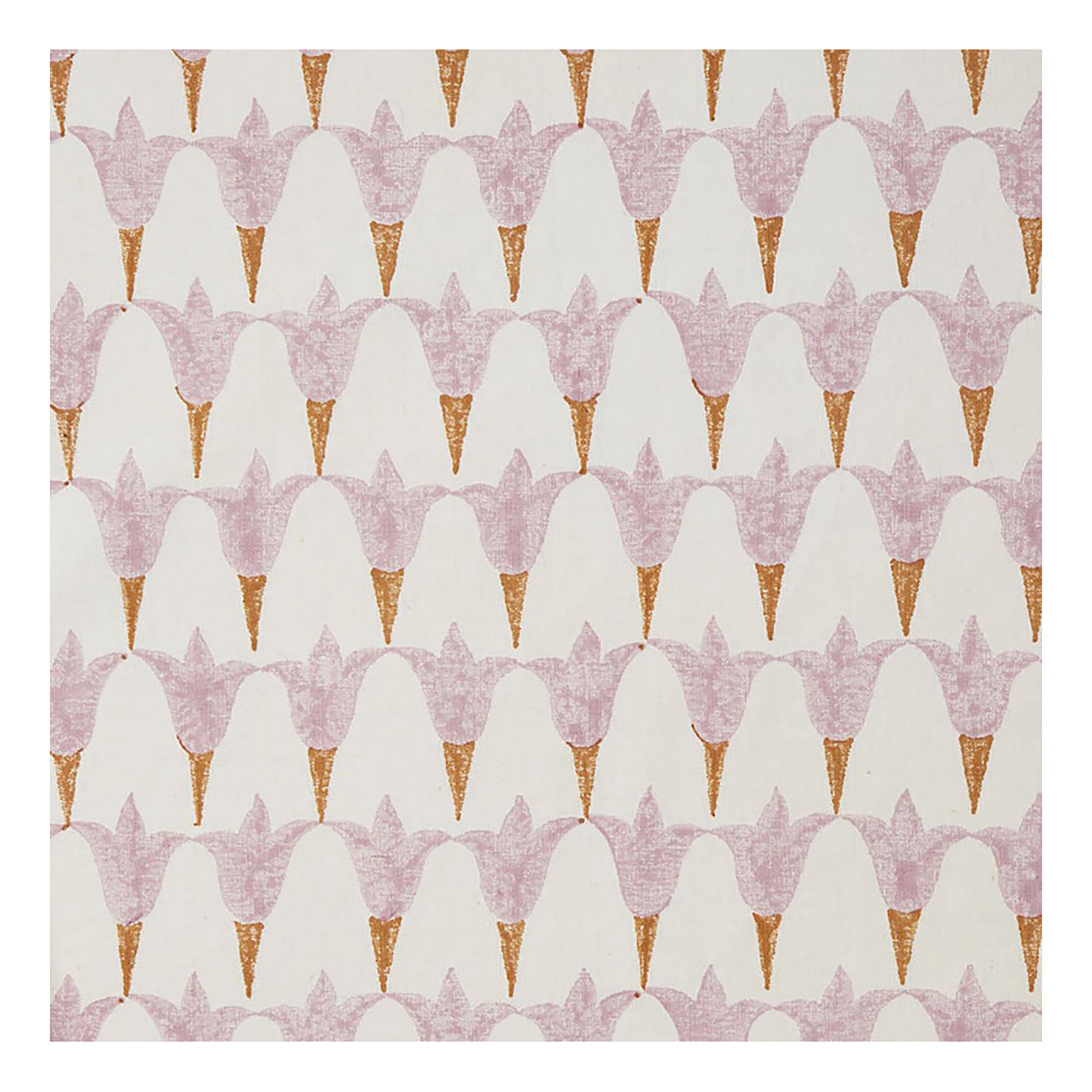 Tulip Block printed Fabric Linen/Cotton Rose/Copper