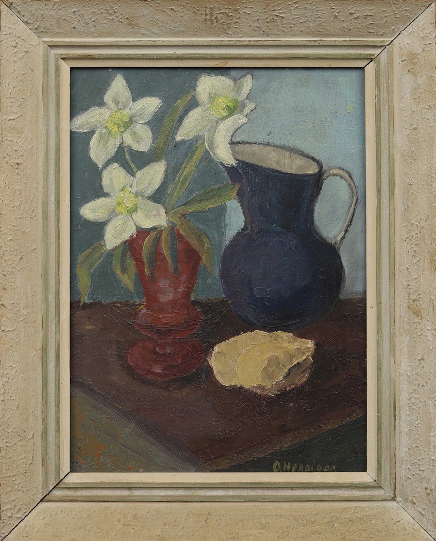 STILL LIFE WITH FLOWERS & BLUE JUG