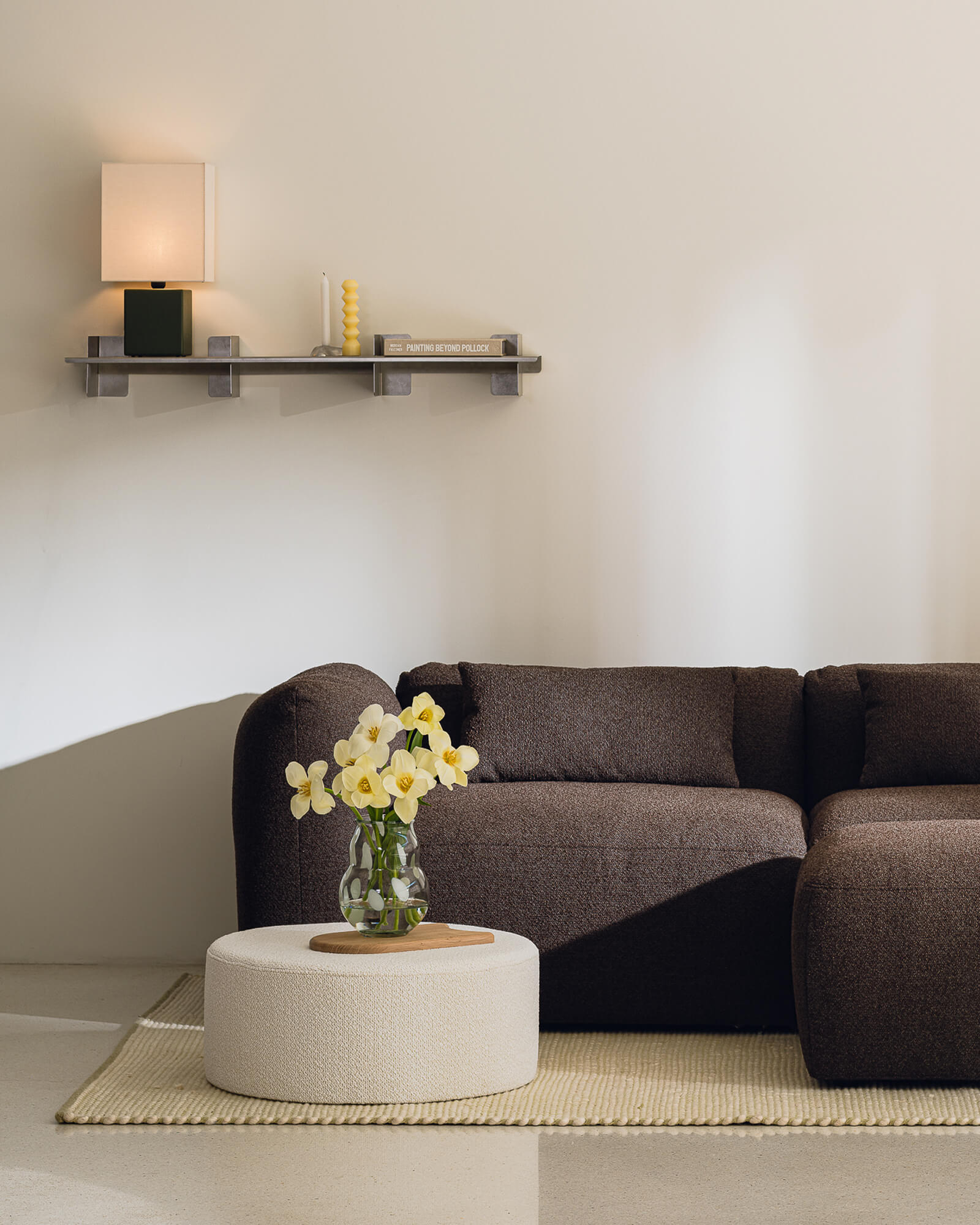 Folk Wide Pouf | Grey Mélange