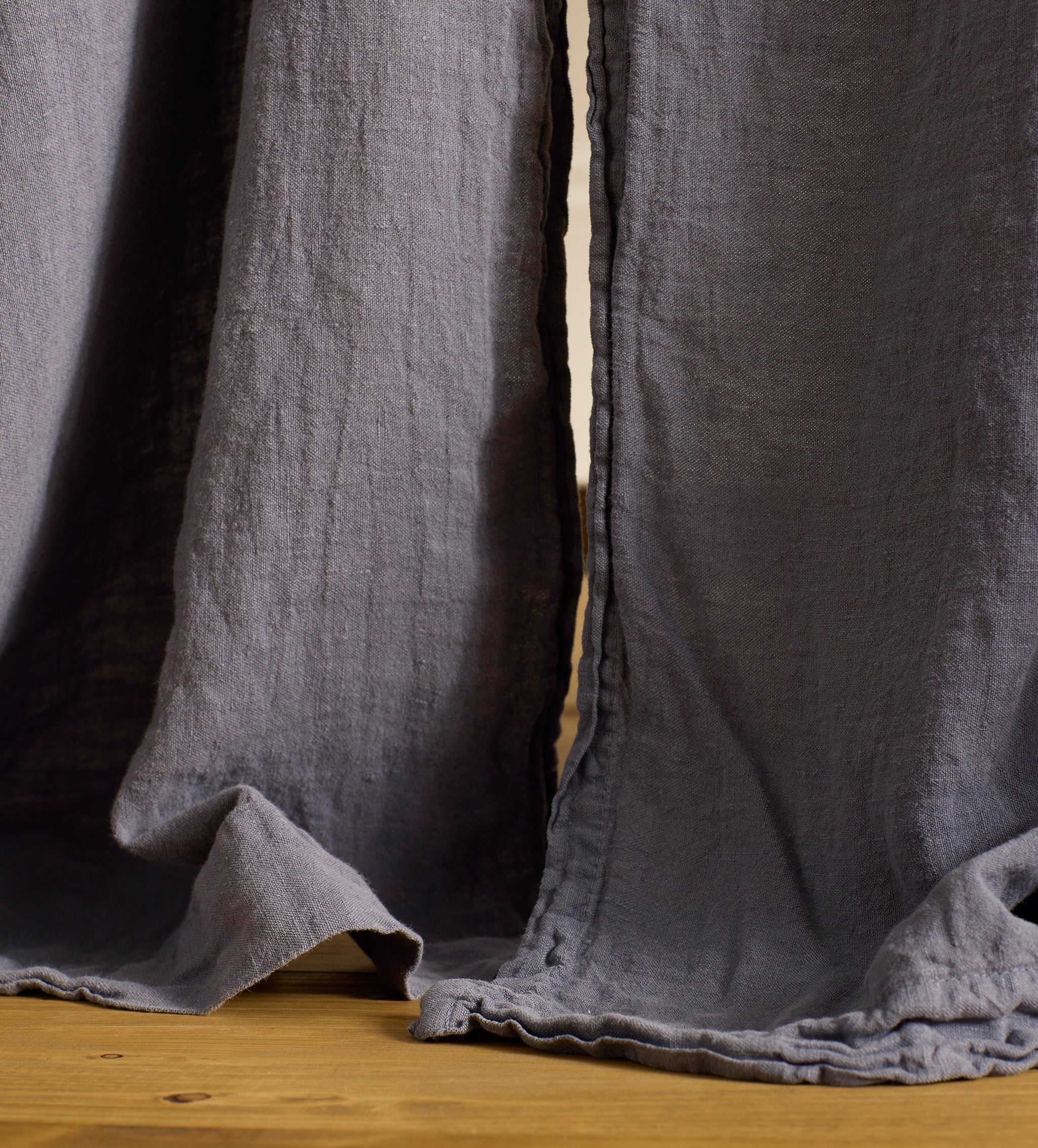 French Blue 100% Linen Loop Top Curtain (Single)