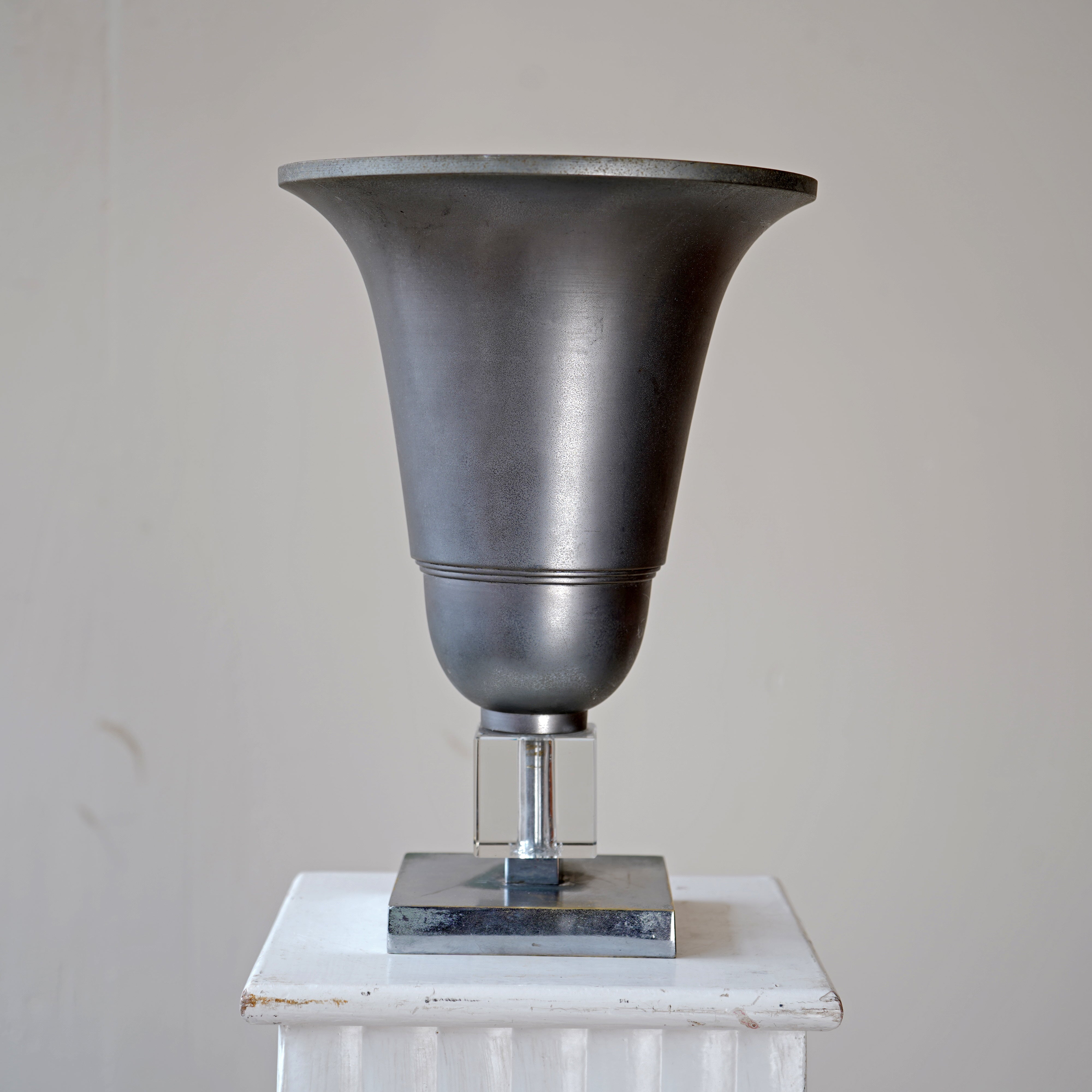 French Aluminium and Glass Uplight Lamp