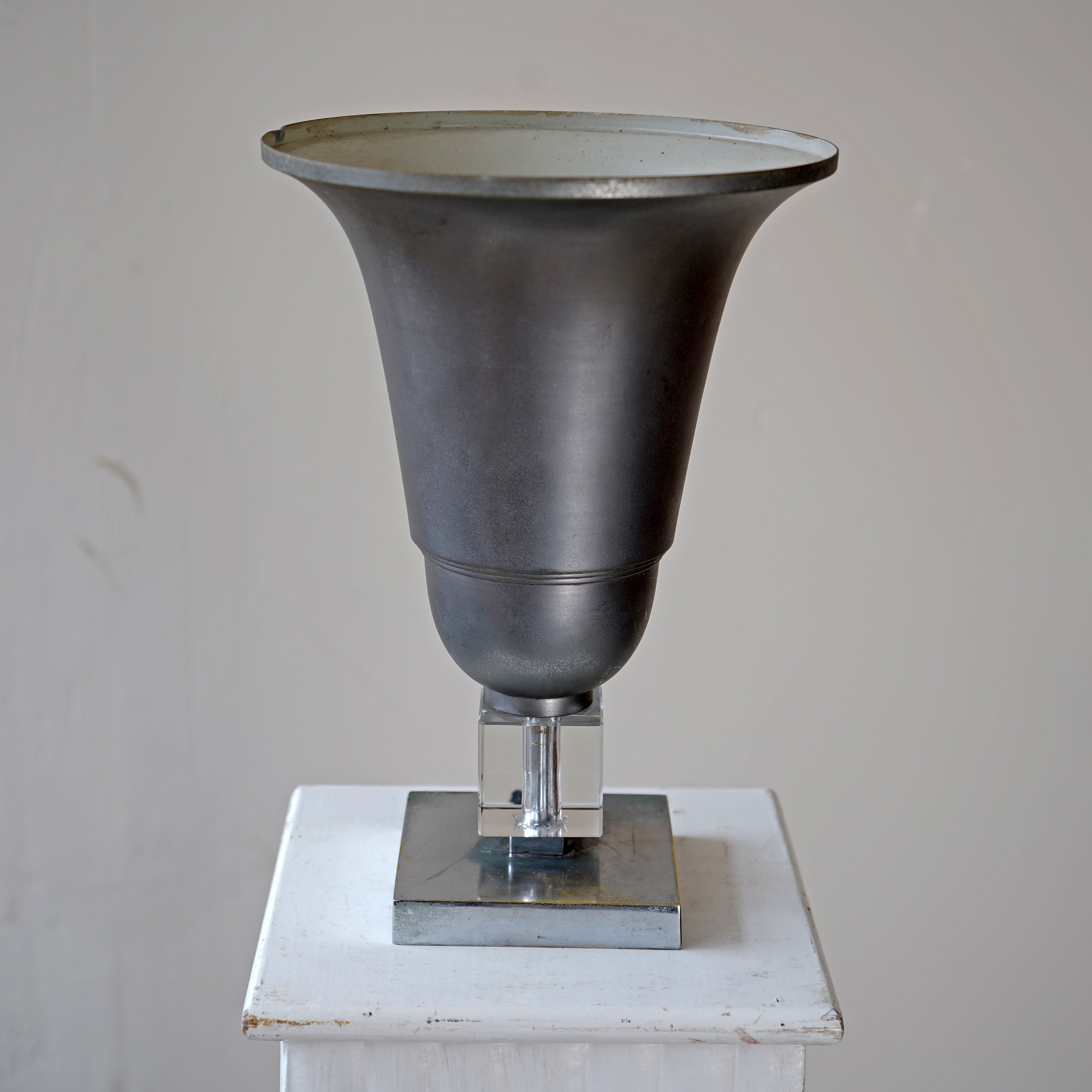 French Aluminium and Glass Uplight Lamp