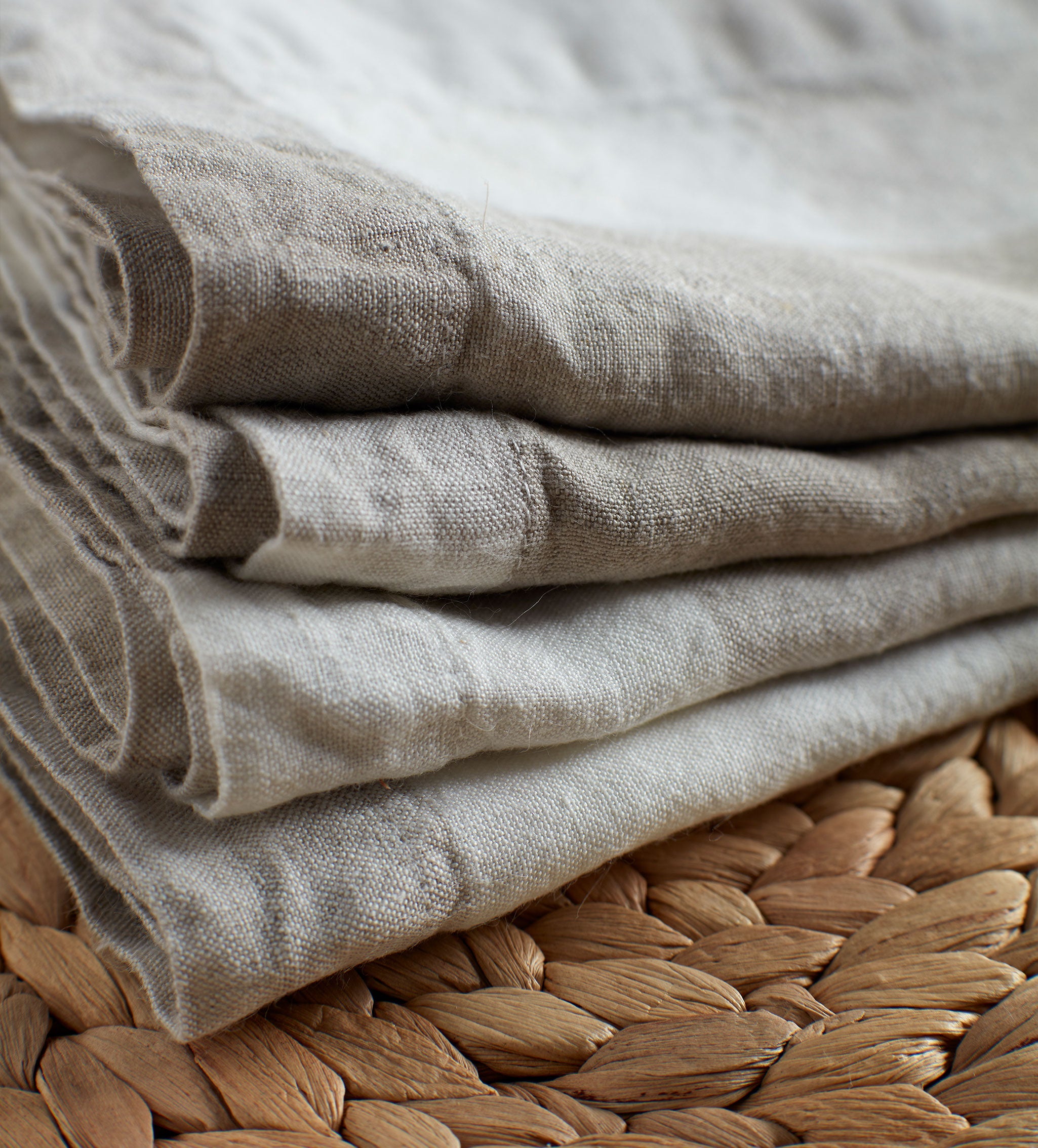 Natural Gracie Gingham 100% Linen Napkins - Set of 4