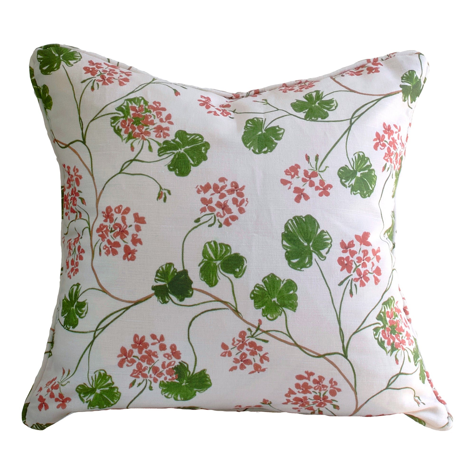 Geraniums, piped cushion