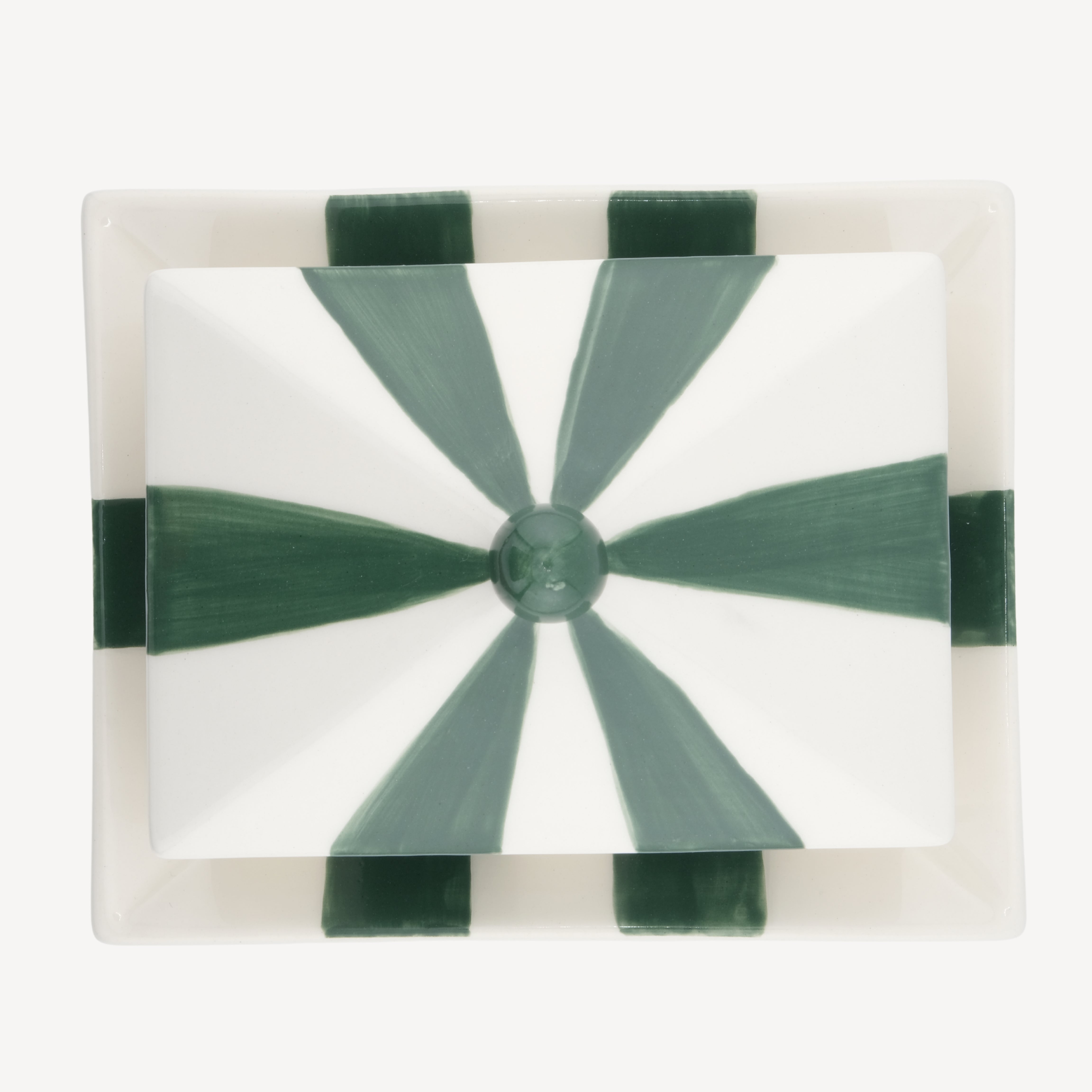 Circus Stripe Butter Dish - Green