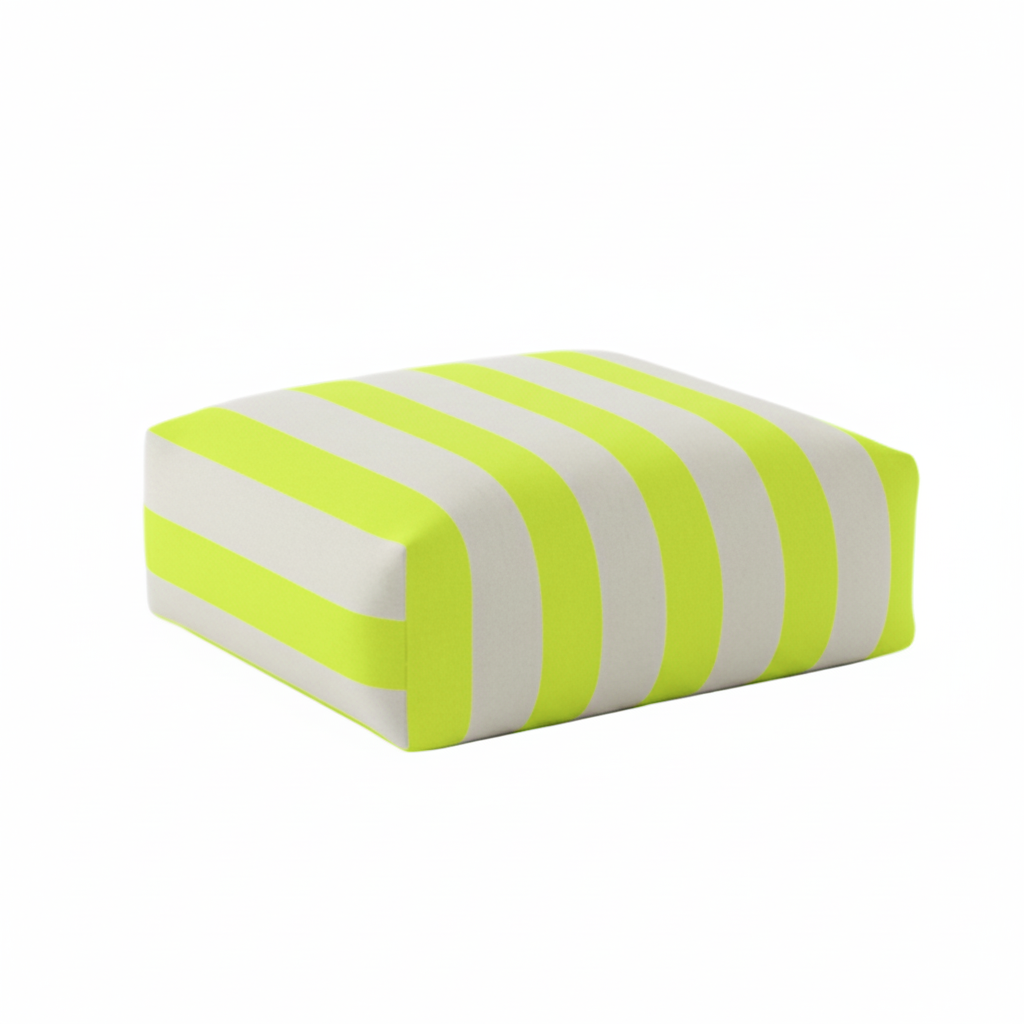 Hand-painted and Re-purposed Linen Floor Cushion Cube in Stripe print
