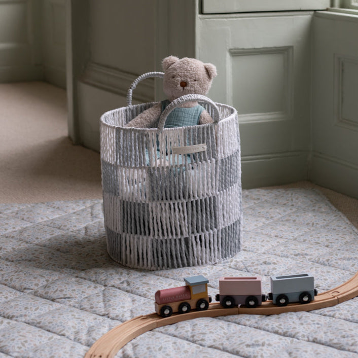 Checkerboard Storage Basket Medium - Powder Blue
