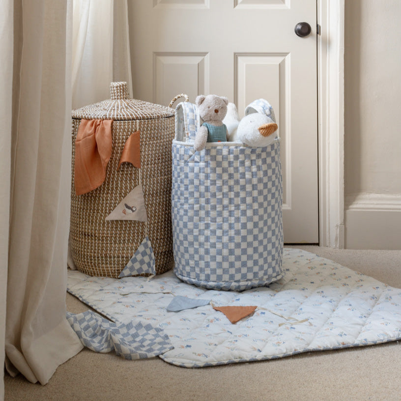 Large Quilted Storage Basket | Coastline & Waves