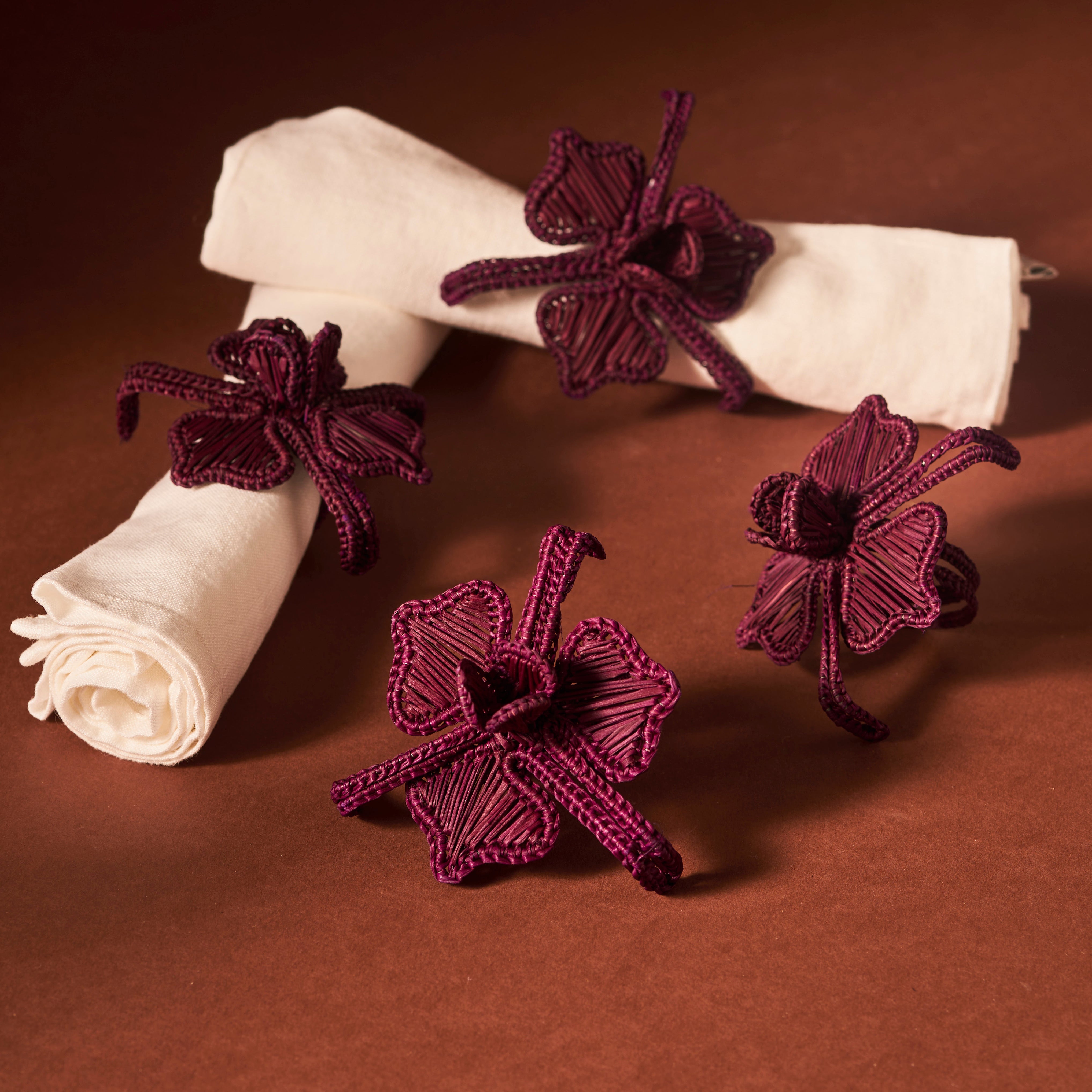 Orchid Woven Napkin Rings (Set of 4)