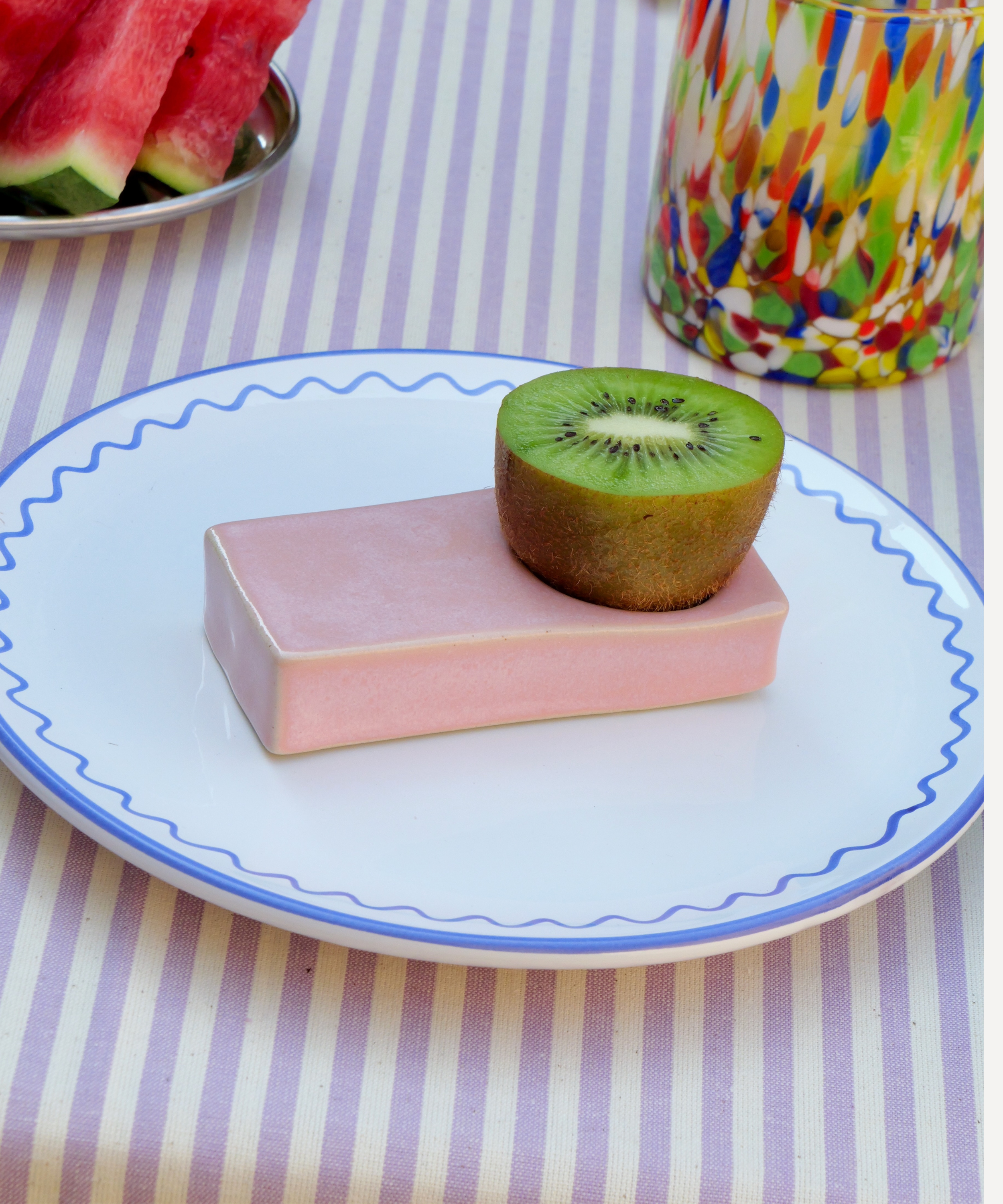 Rectangular Stoneware Egg Cup – Pink, Handmade