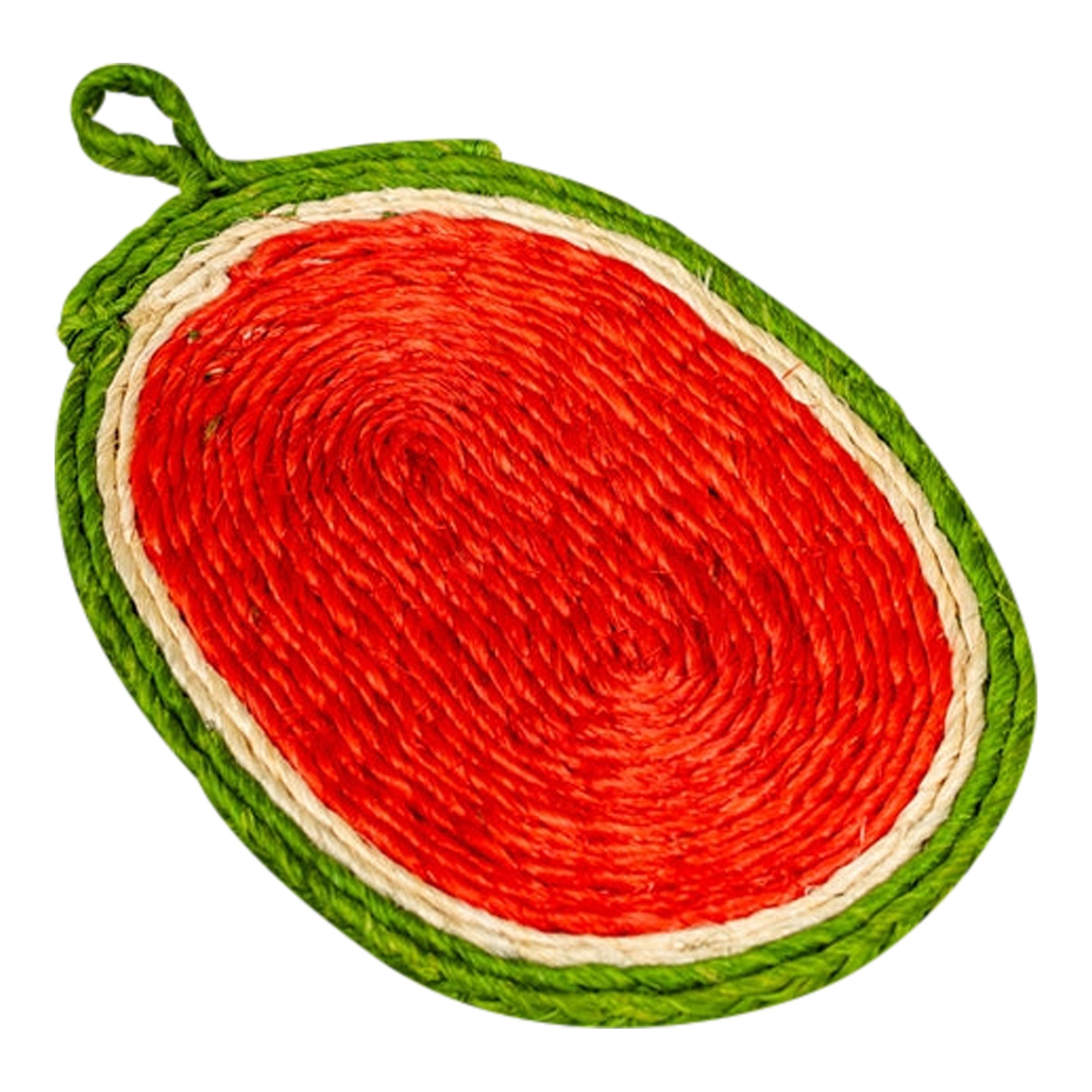 Handwoven Watermelon Sisal Trivet, Red